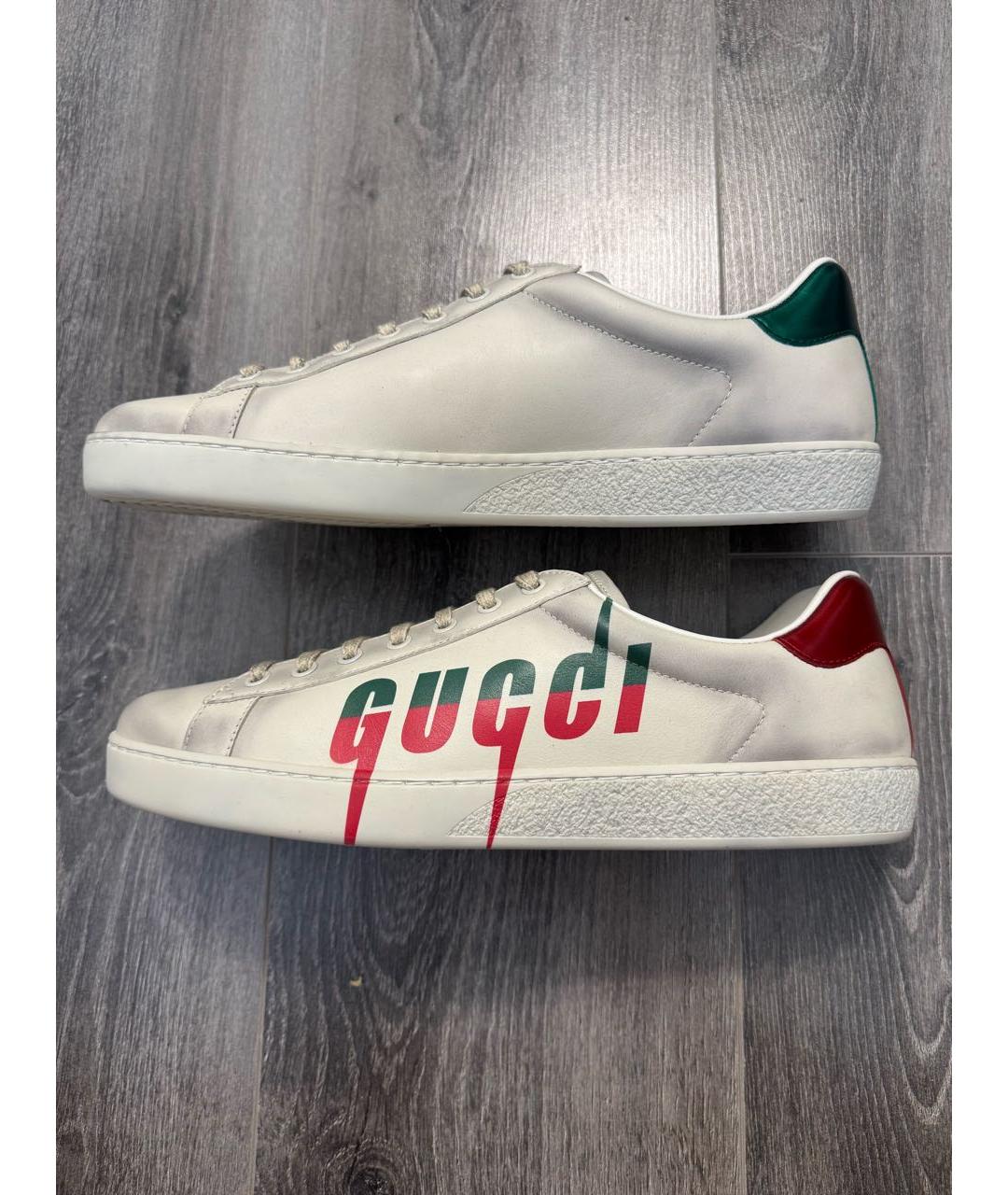 GUCCI Бежевые кожаные низкие кроссовки / кеды, фото 9