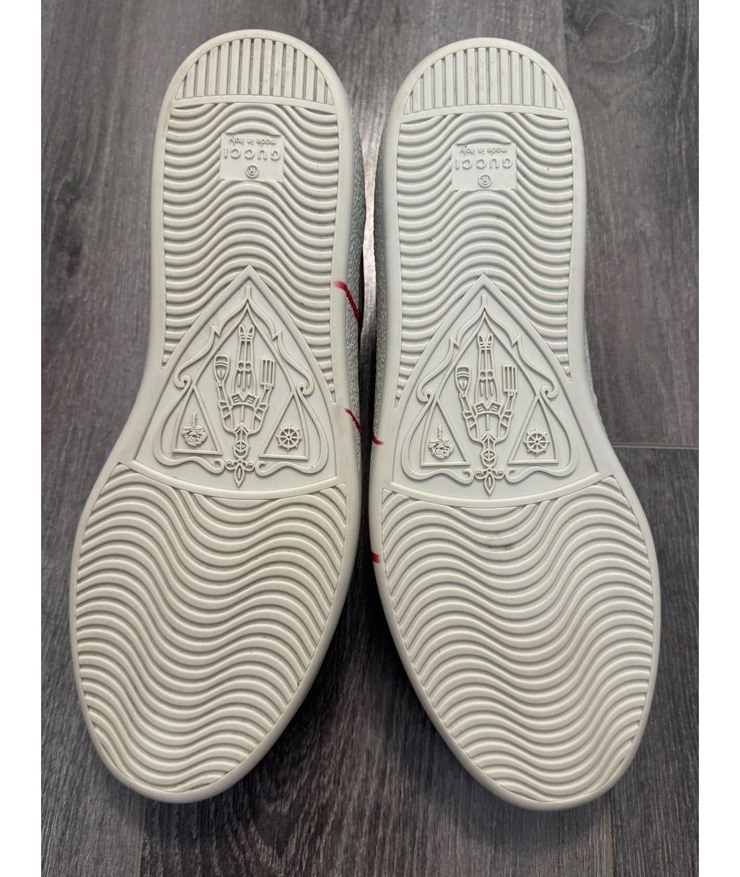 GUCCI Бежевые кожаные низкие кроссовки / кеды, фото 7