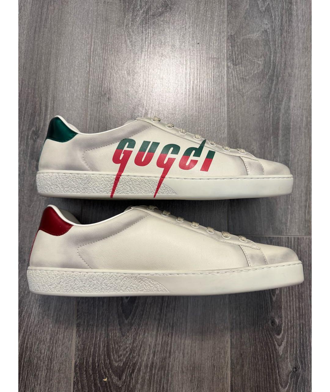 GUCCI Бежевые кожаные низкие кроссовки / кеды, фото 5