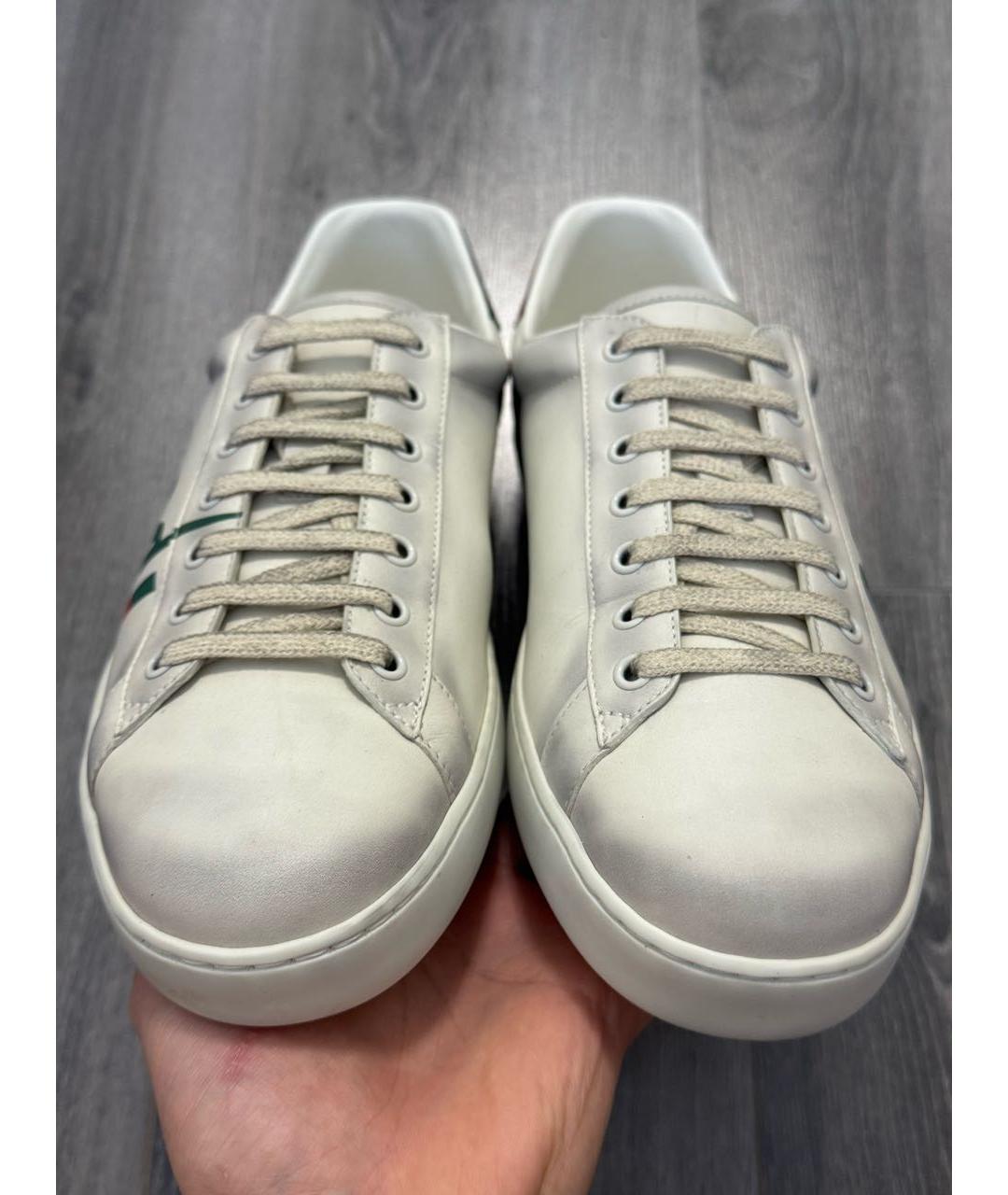 GUCCI Бежевые кожаные низкие кроссовки / кеды, фото 2