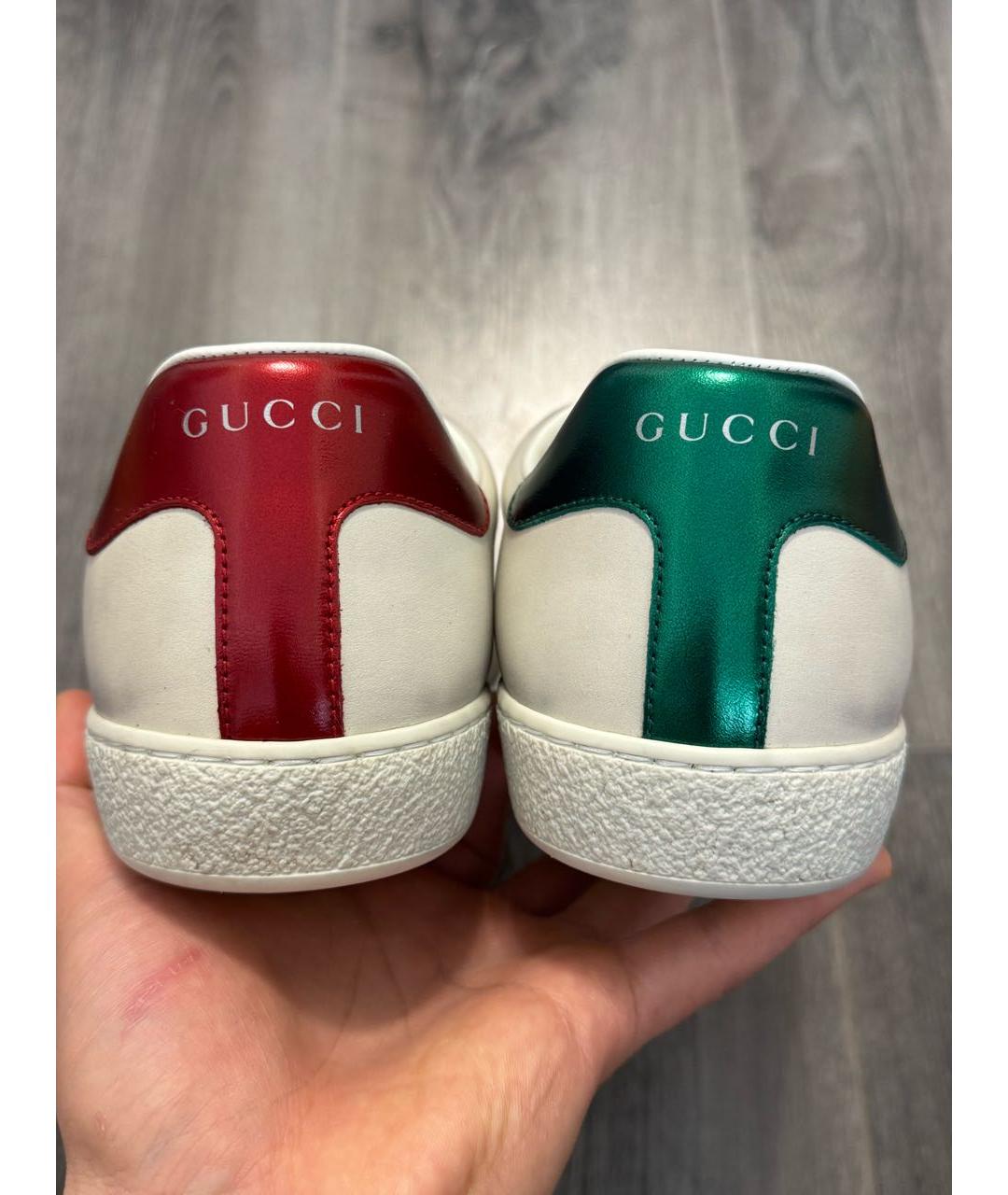 GUCCI Бежевые кожаные низкие кроссовки / кеды, фото 4