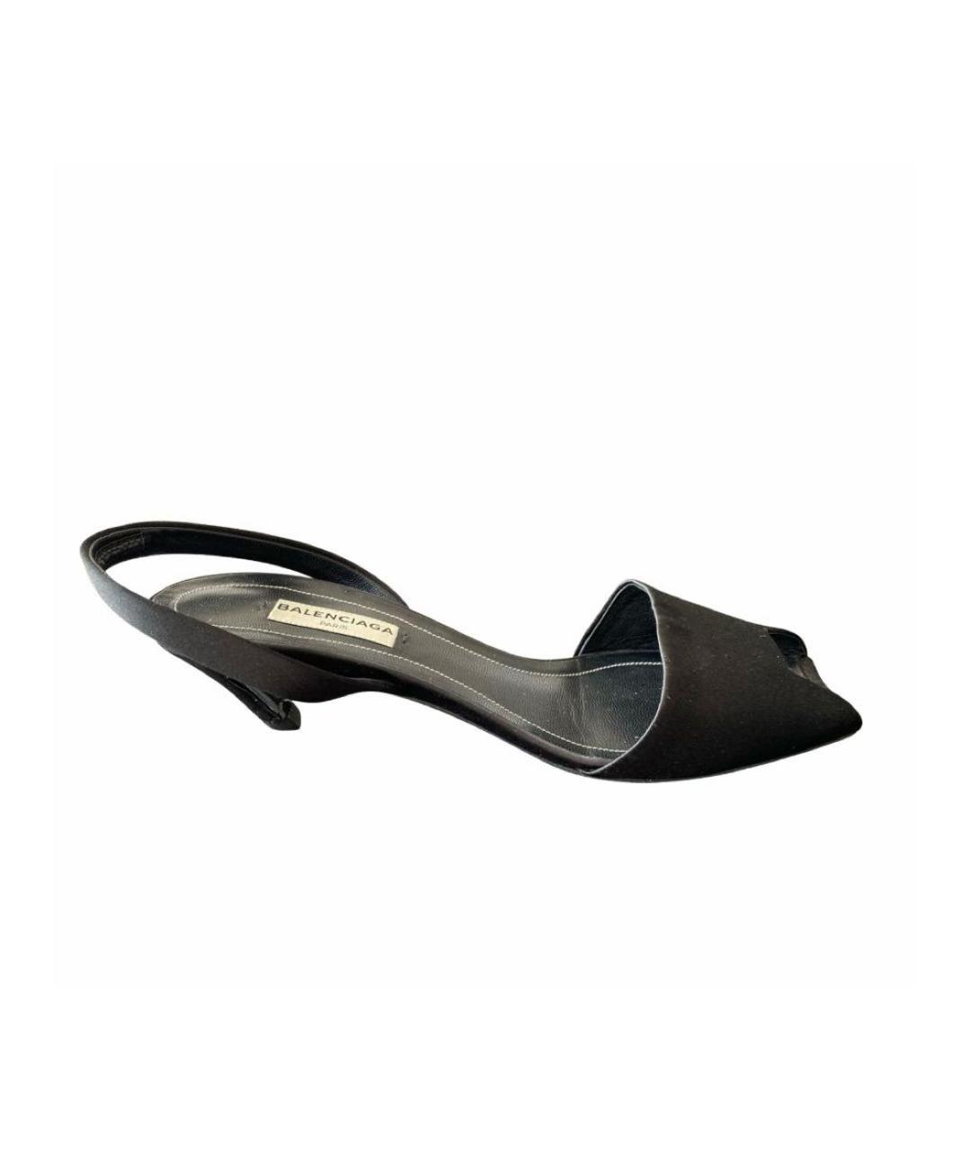 BALENCIAGA Черные кожаные босоножки, фото 1