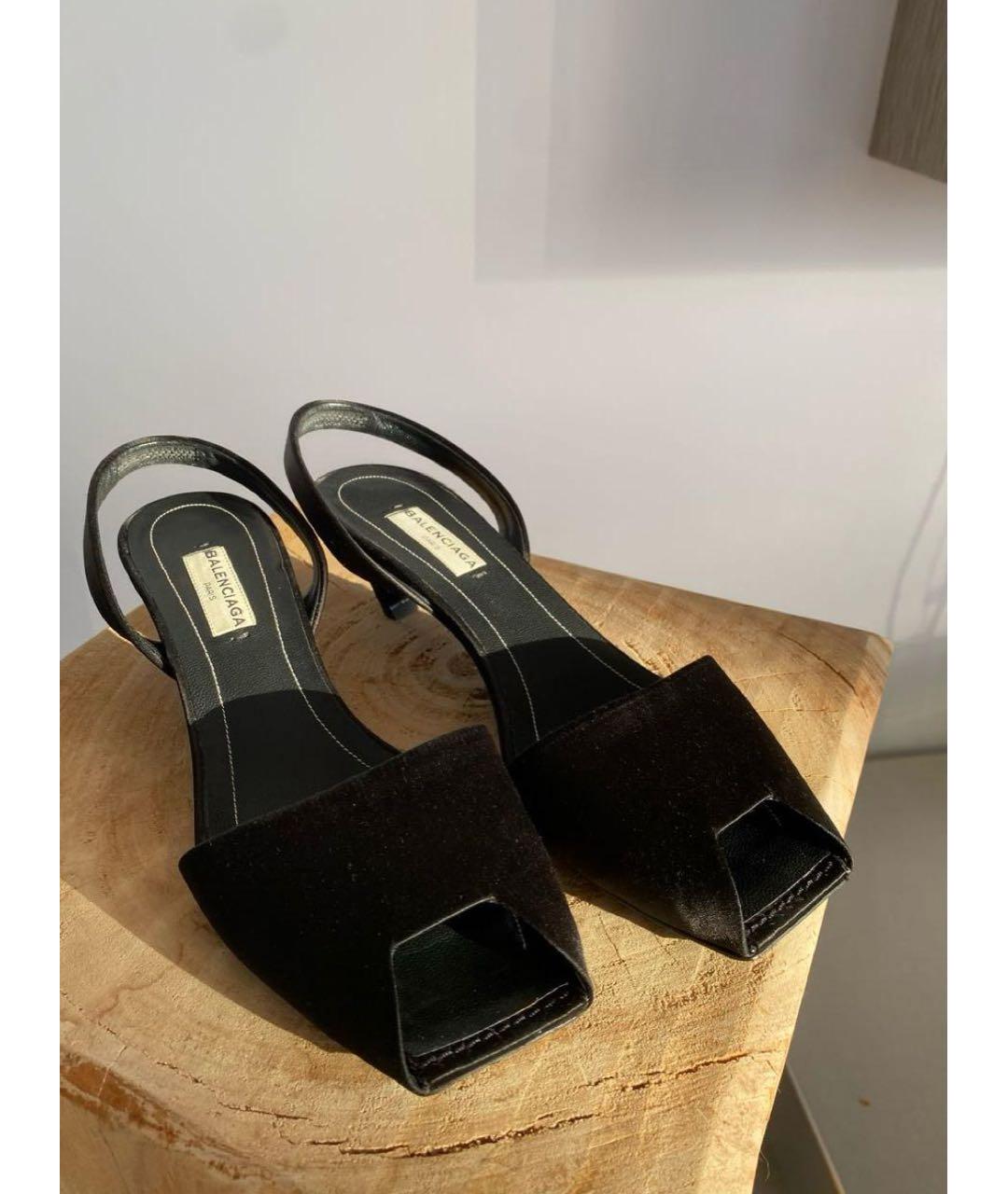 BALENCIAGA Черные кожаные босоножки, фото 2