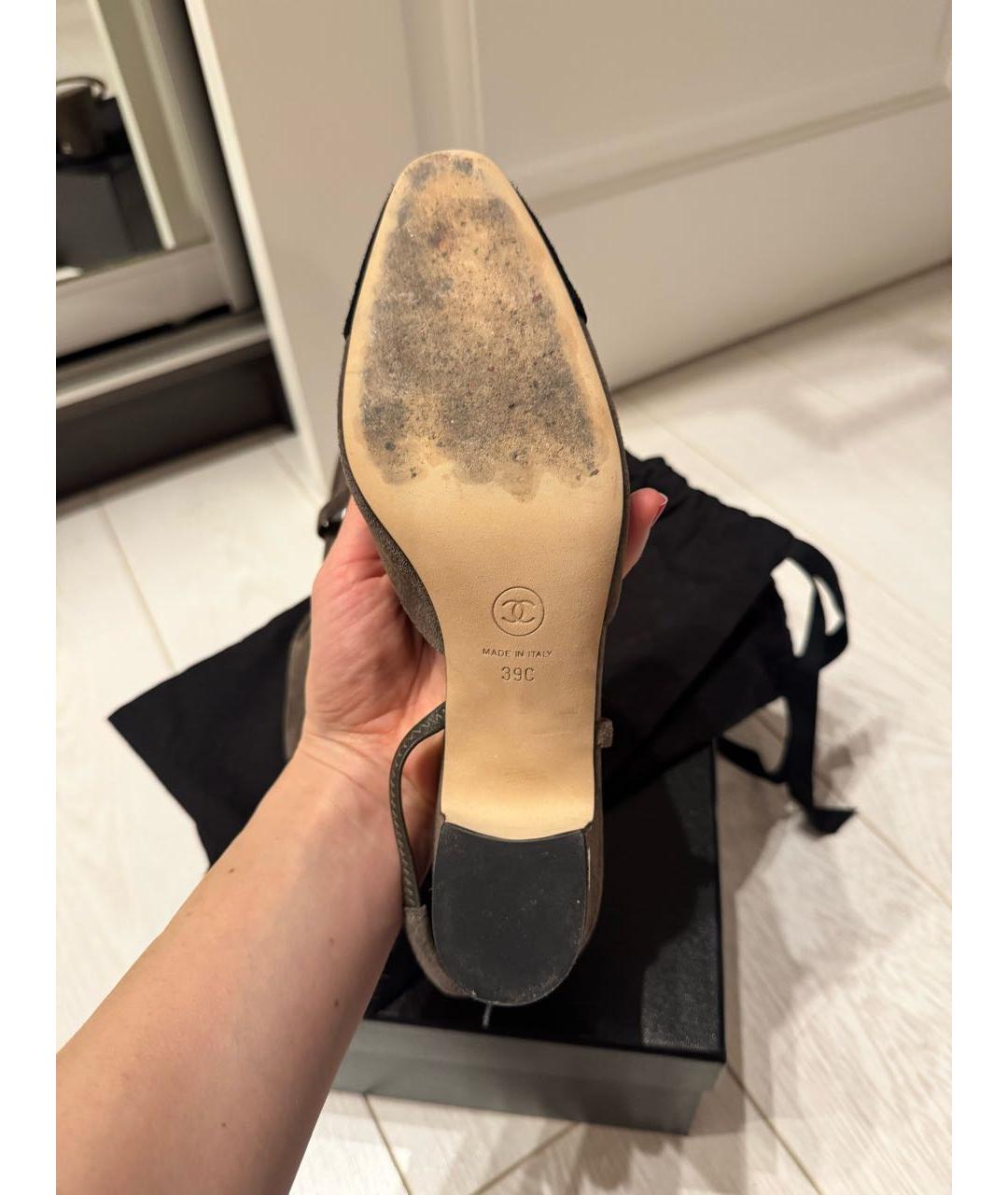 CHANEL Серые замшевые туфли, фото 7