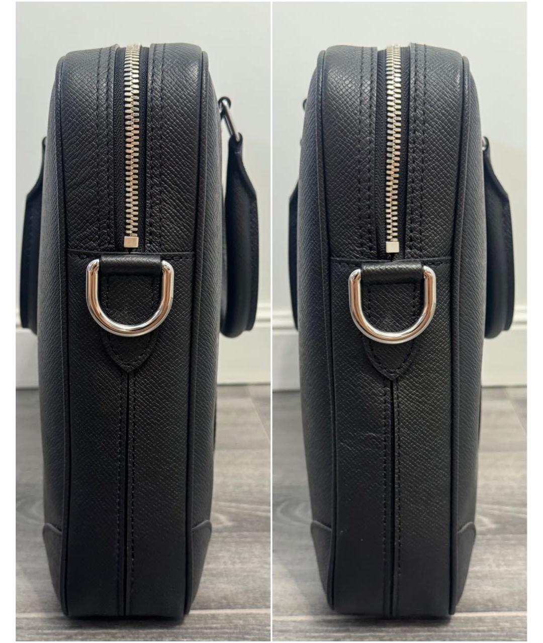 LOUIS VUITTON Черный кожаный портфель, фото 4