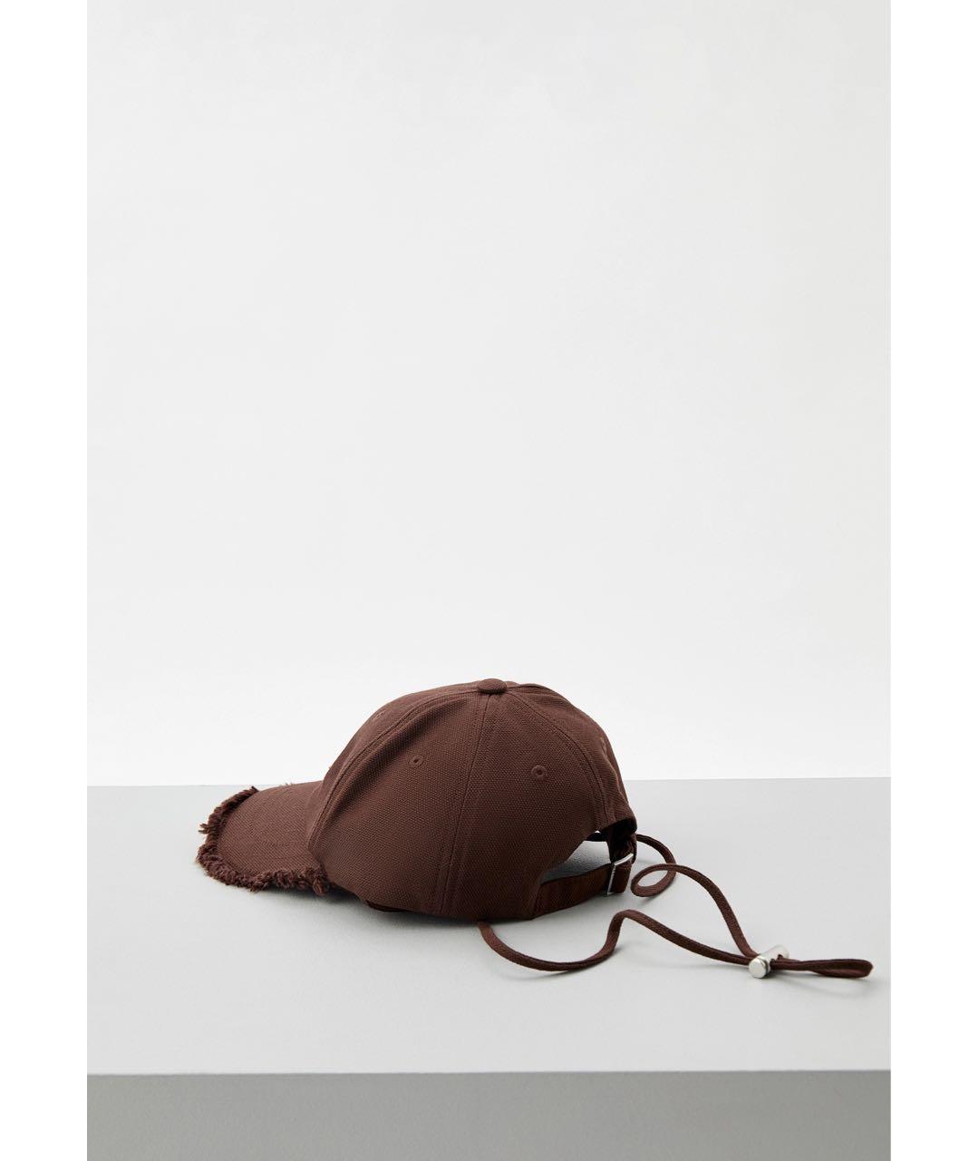 JACQUEMUS Коричневая хлопковая кепка, фото 3