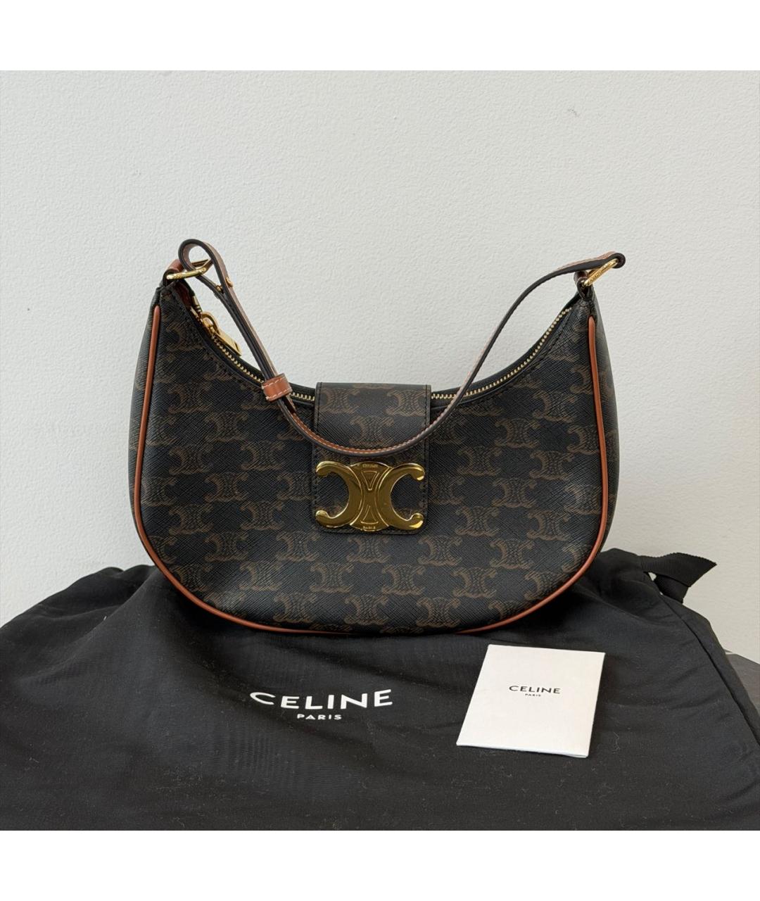 CELINE Коричневая сумка с короткими ручками, фото 5