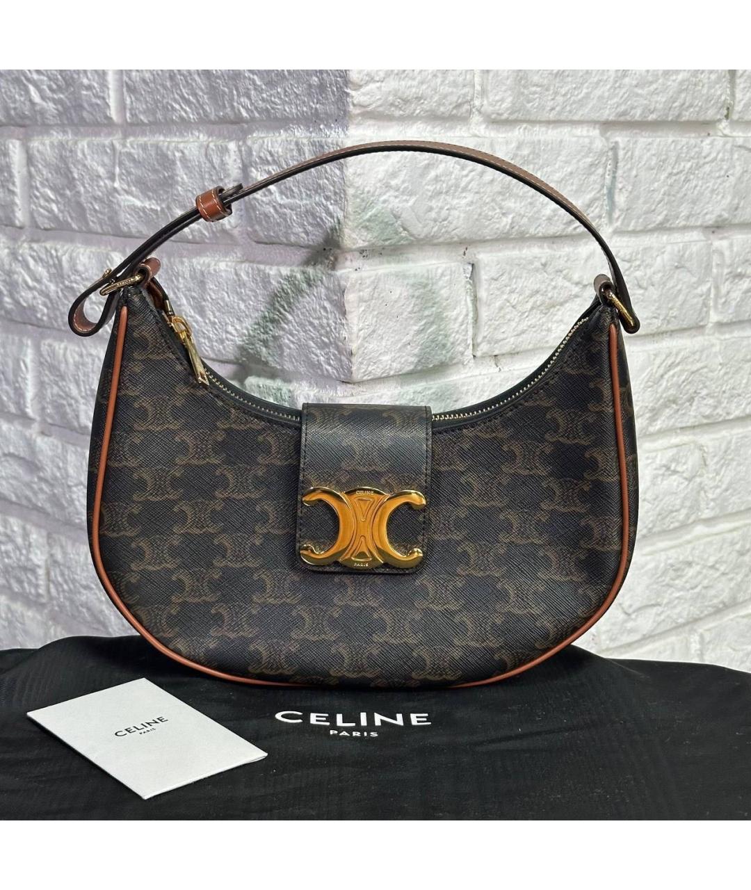 CELINE Коричневая сумка с короткими ручками, фото 7