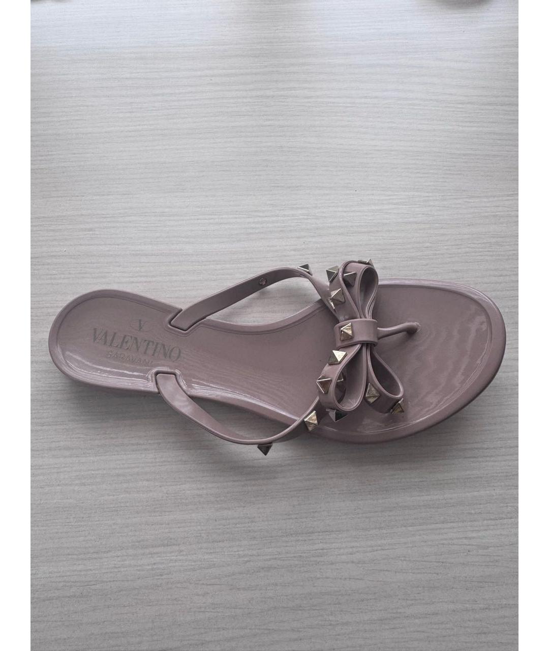 VALENTINO Бежевые резиновые шлепанцы, фото 5