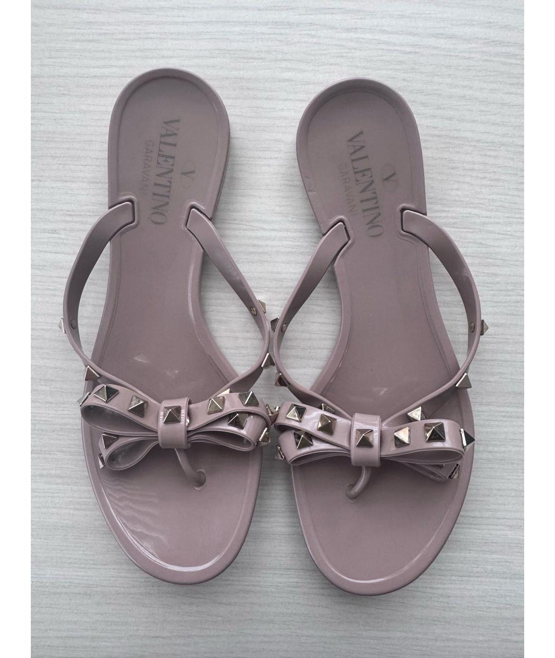 VALENTINO Бежевые резиновые шлепанцы, фото 2