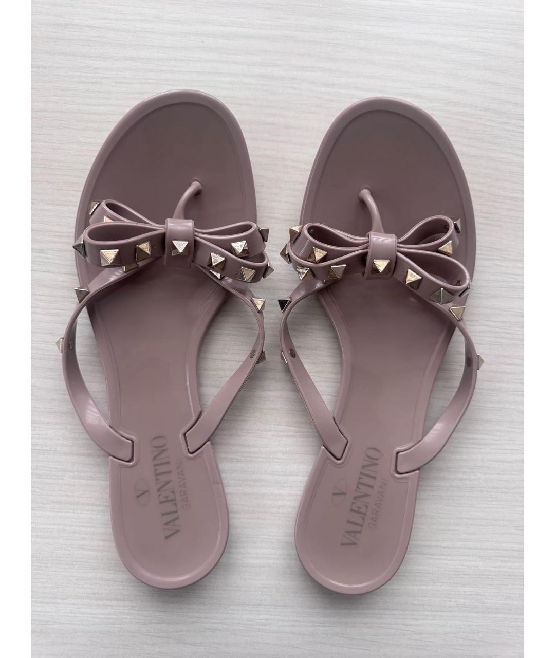 VALENTINO Бежевые резиновые шлепанцы, фото 3