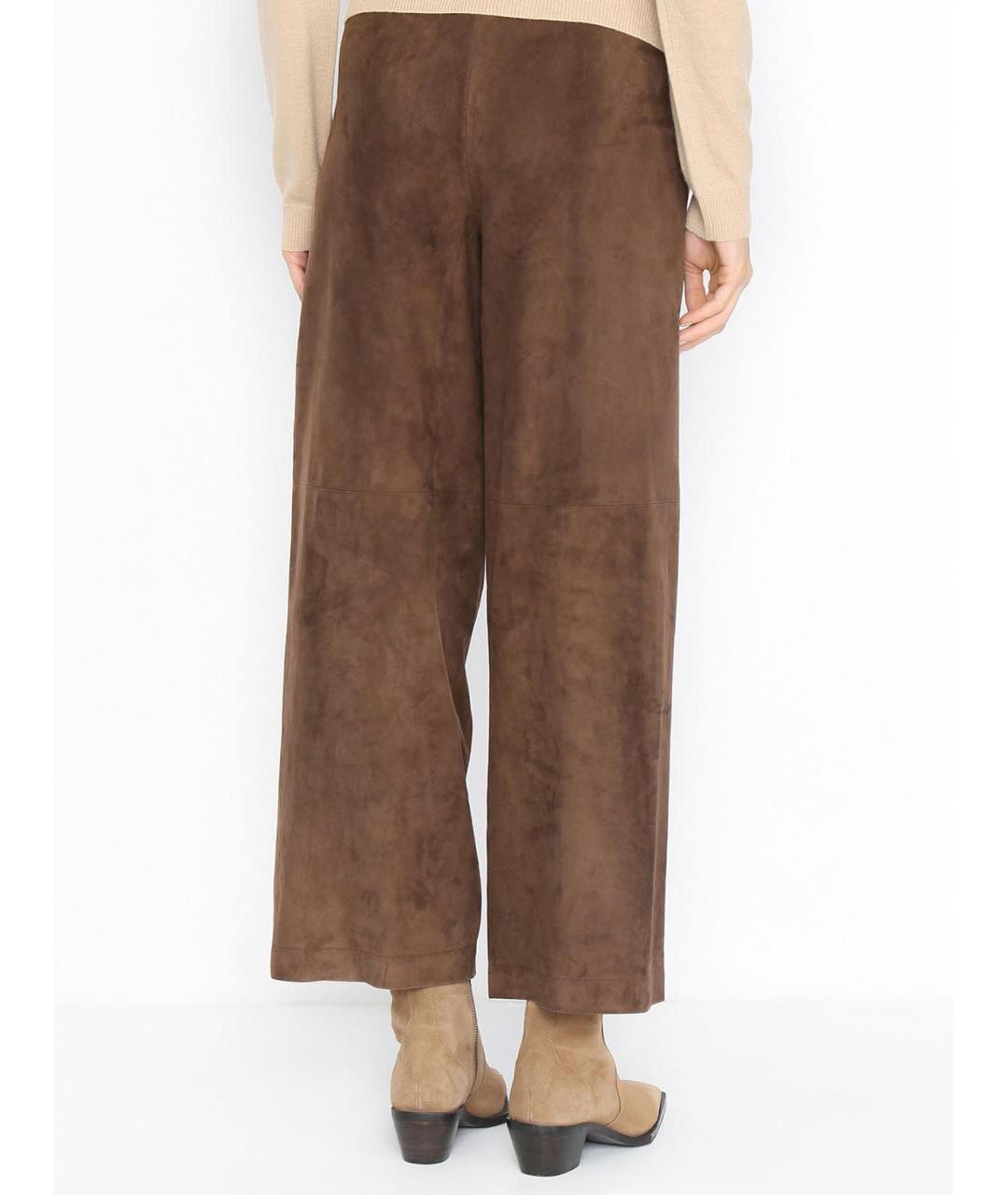 MAX MARA Коричневые замшевые прямые брюки, фото 2