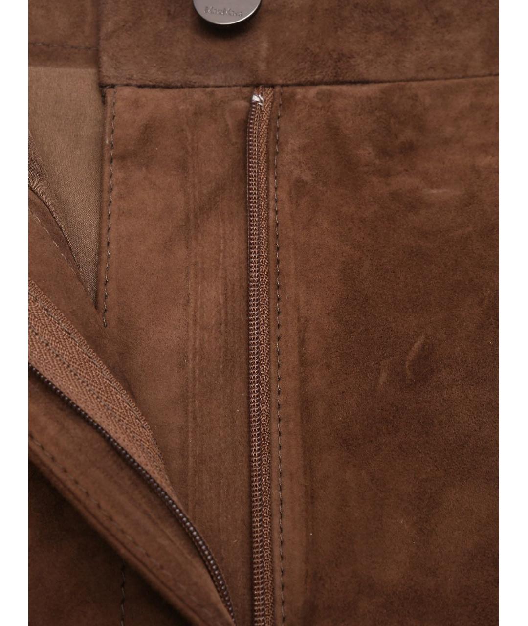 MAX MARA Коричневые замшевые прямые брюки, фото 6