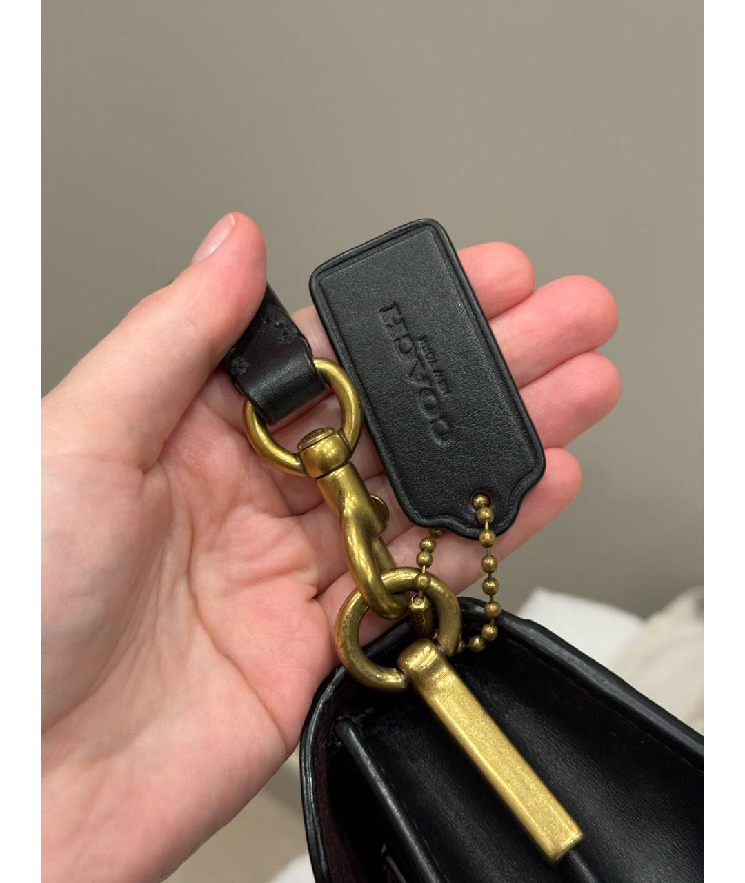 COACH Черная кожаная сумка через плечо, фото 5