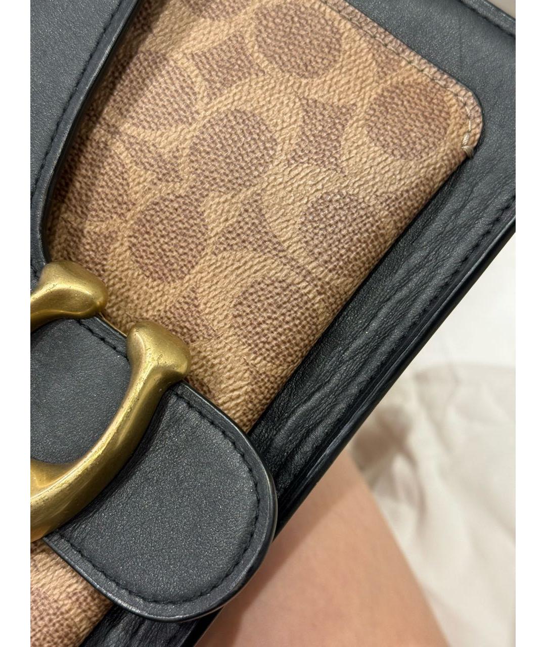 COACH Черная кожаная сумка через плечо, фото 4