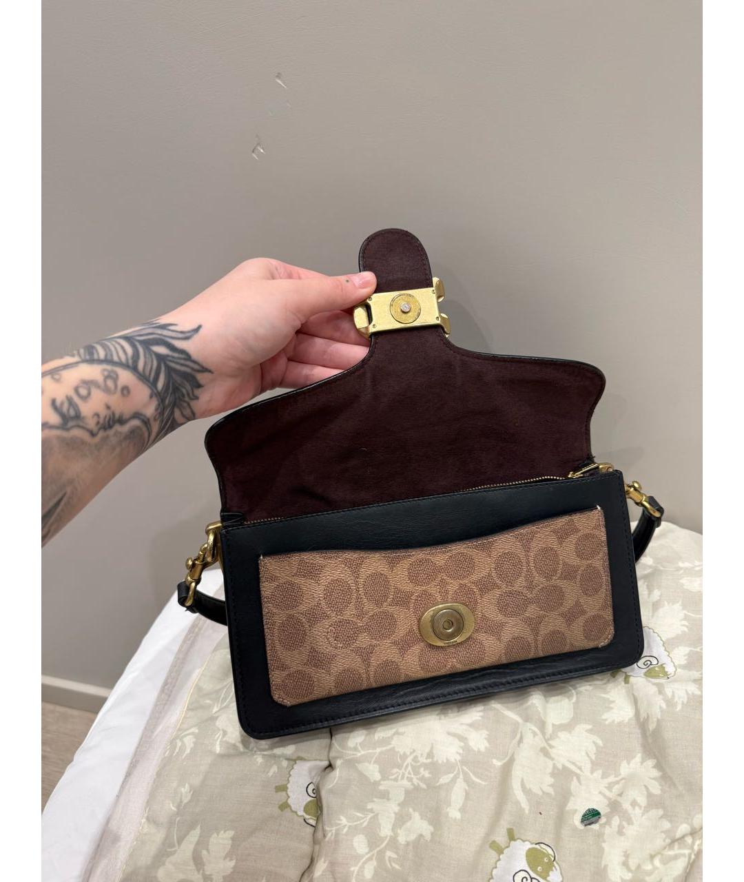 COACH Черная кожаная сумка через плечо, фото 2