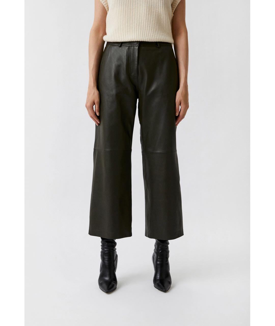 WEEKEND MAX MARA Зеленые кожаные кюлоты, фото 6