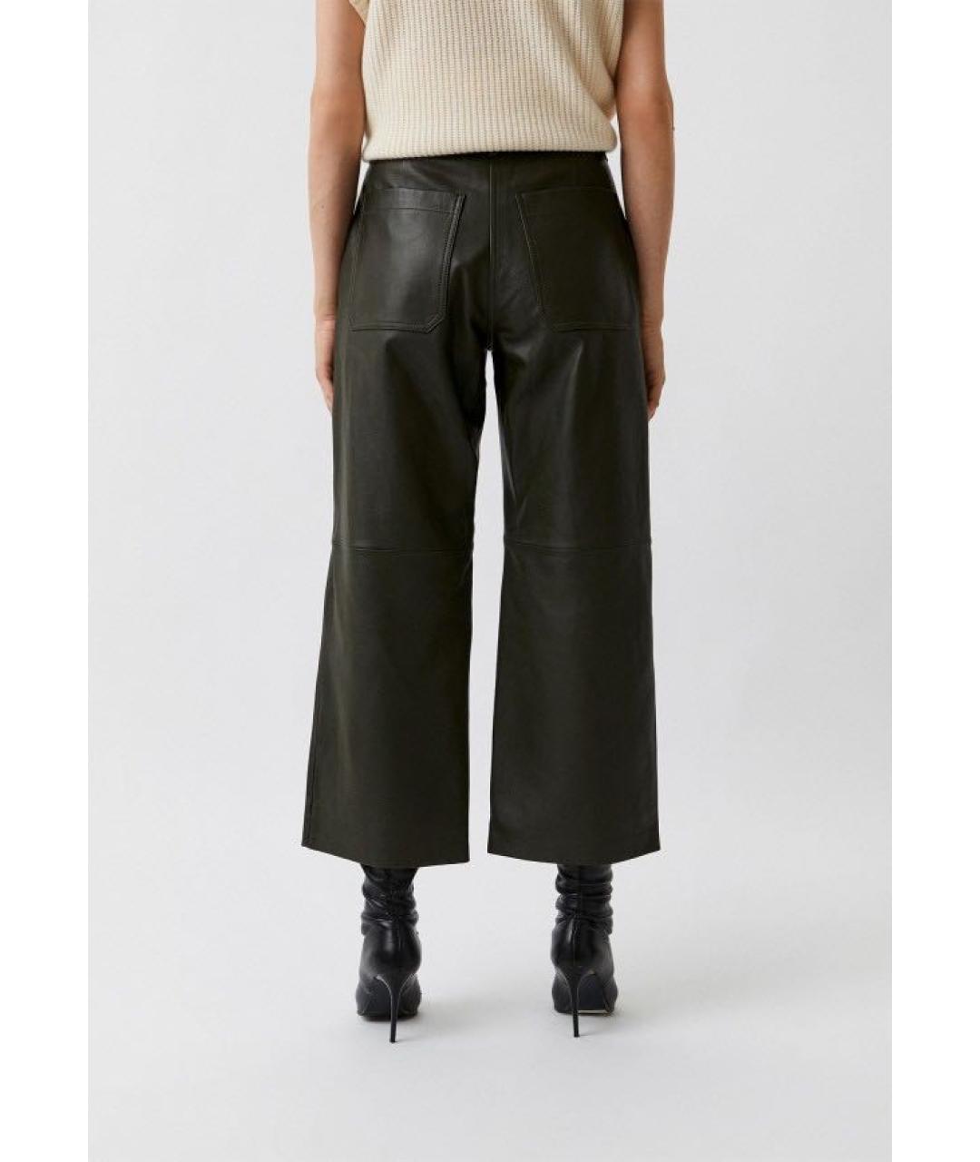 WEEKEND MAX MARA Зеленые кожаные кюлоты, фото 2