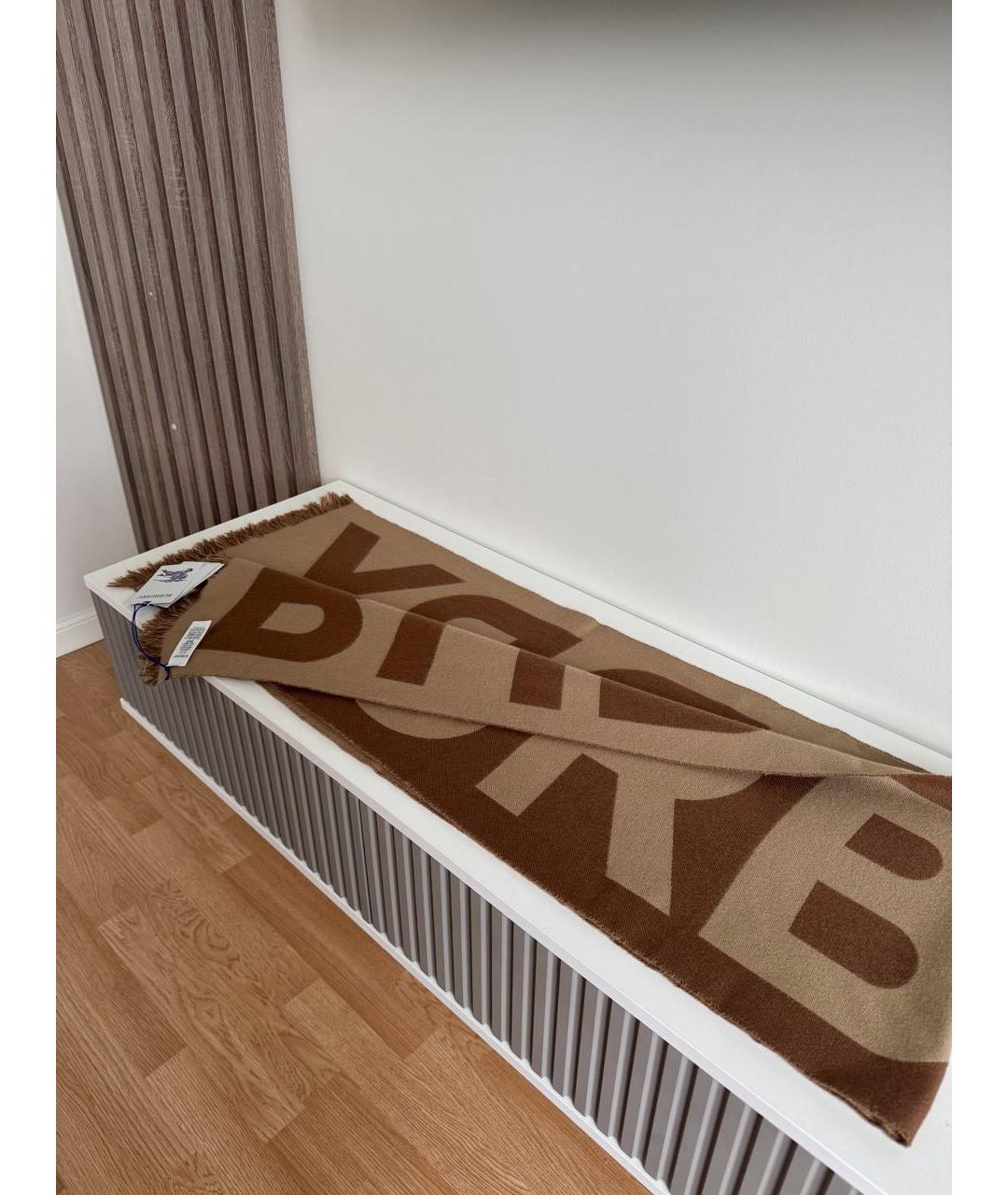 BURBERRY Коричневый шерстяной шарф, фото 3