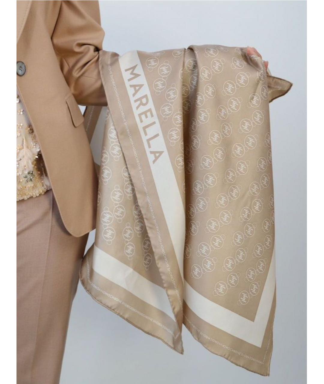 MAX MARA Бежевый шелковый платок, фото 6