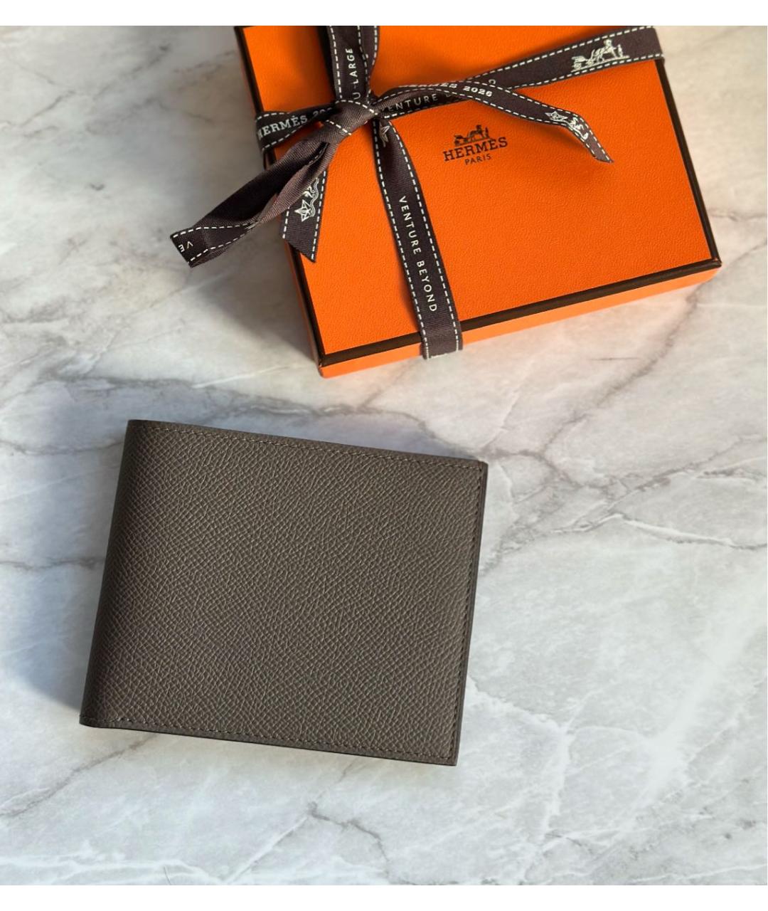 HERMES Серый кожаный кошелек, фото 2