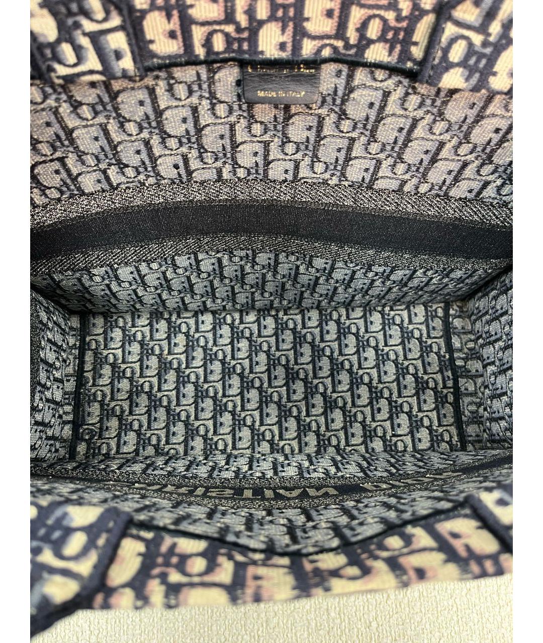 CHRISTIAN DIOR Темно-синяя тканевая сумка тоут, фото 4