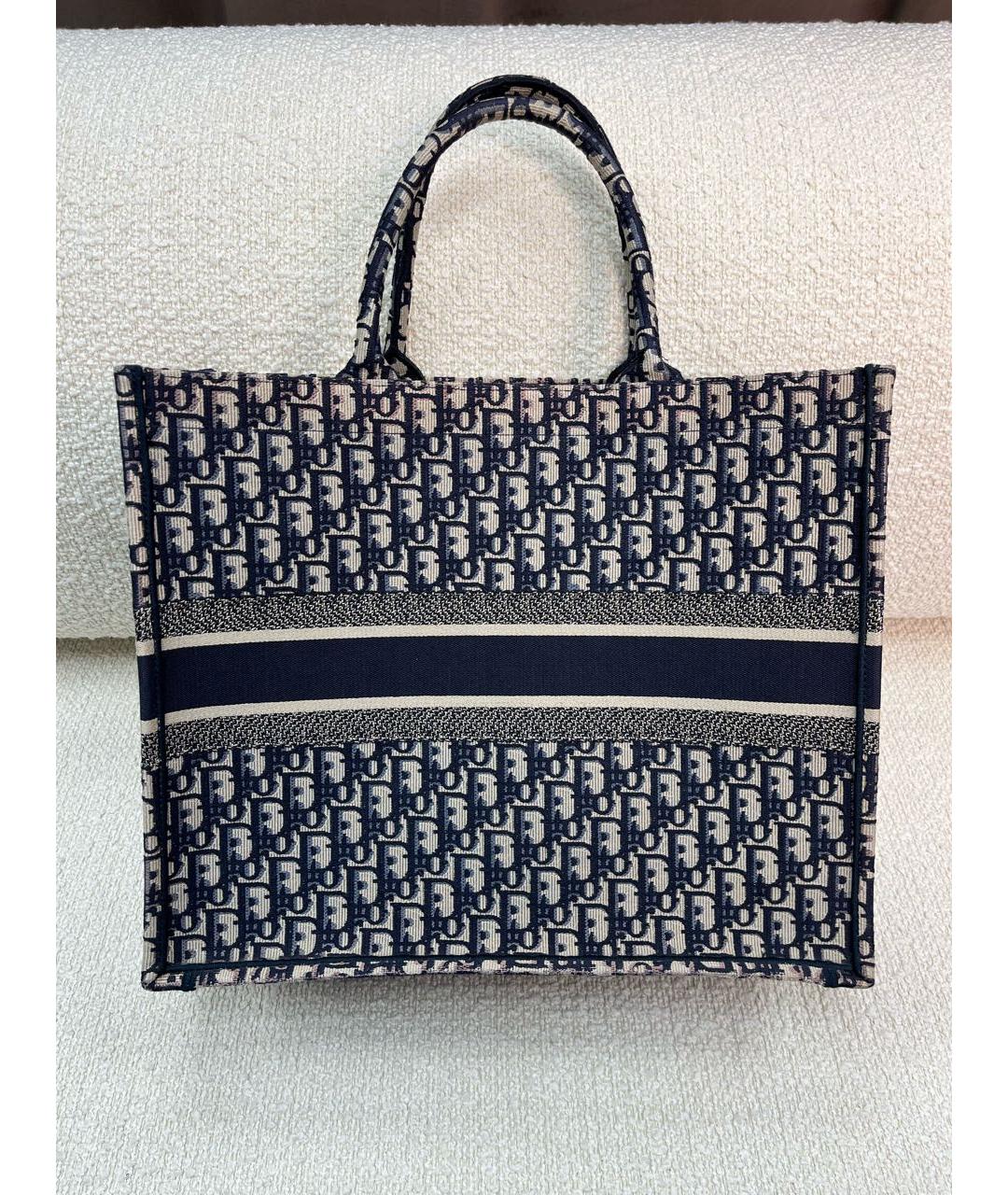 CHRISTIAN DIOR Темно-синяя тканевая сумка тоут, фото 3