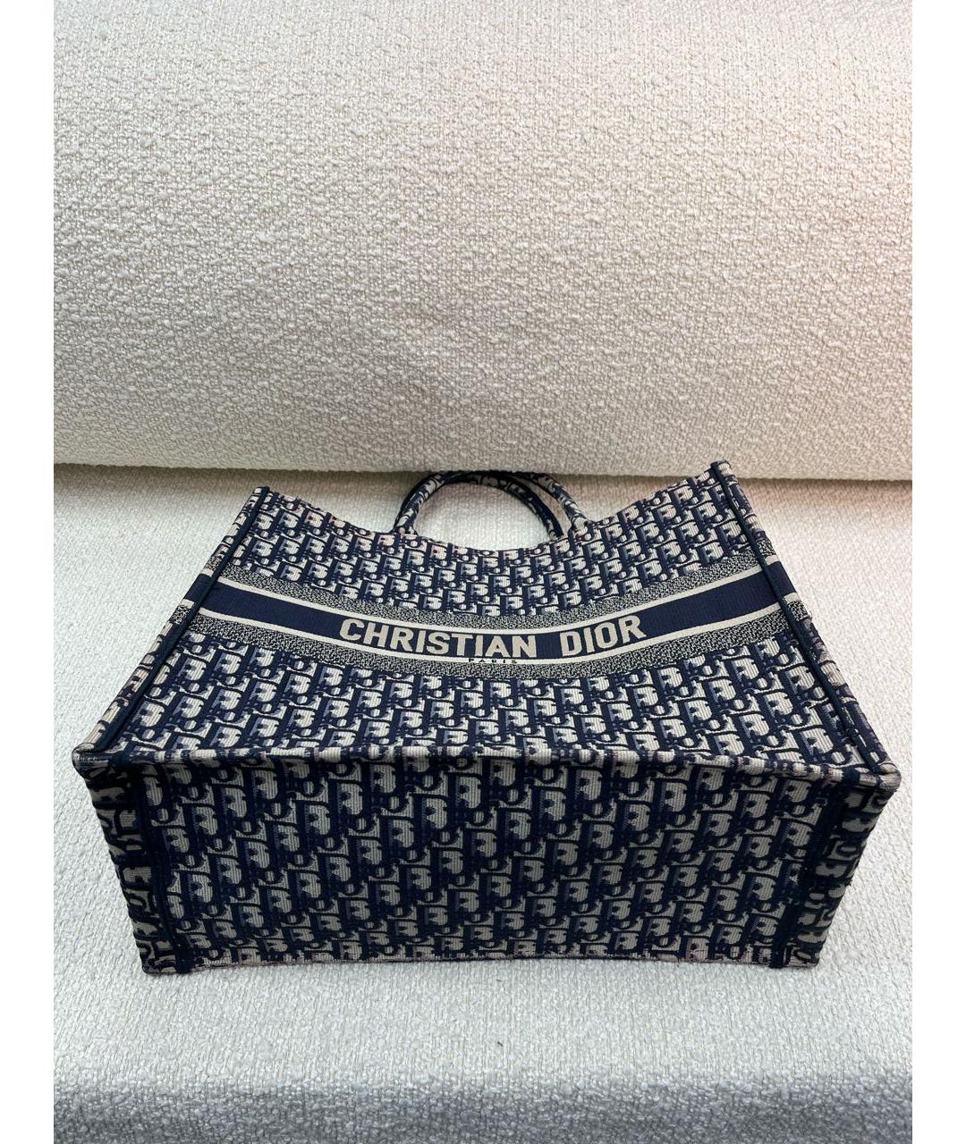 CHRISTIAN DIOR Темно-синяя тканевая сумка тоут, фото 6