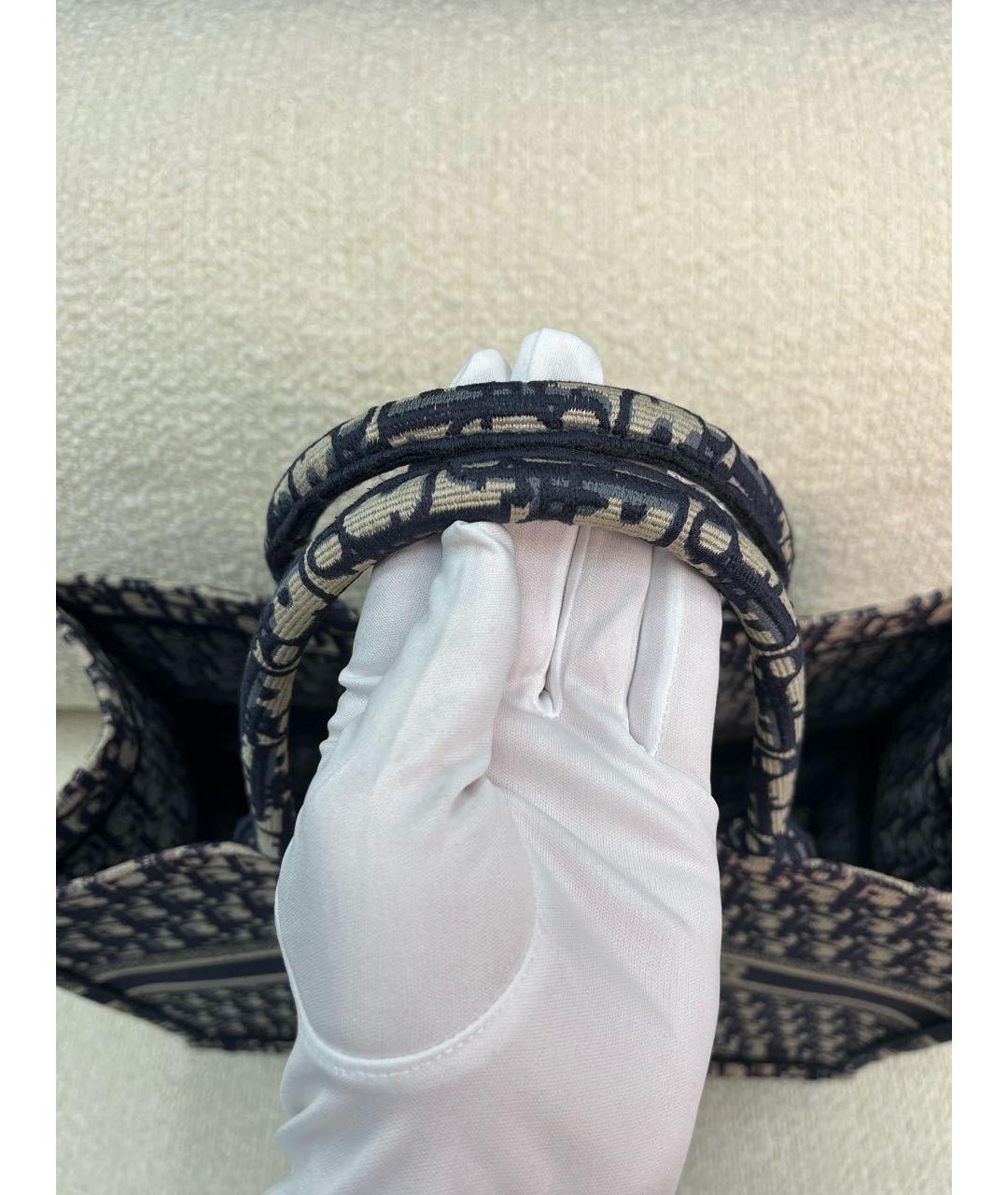 CHRISTIAN DIOR Темно-синяя тканевая сумка тоут, фото 7