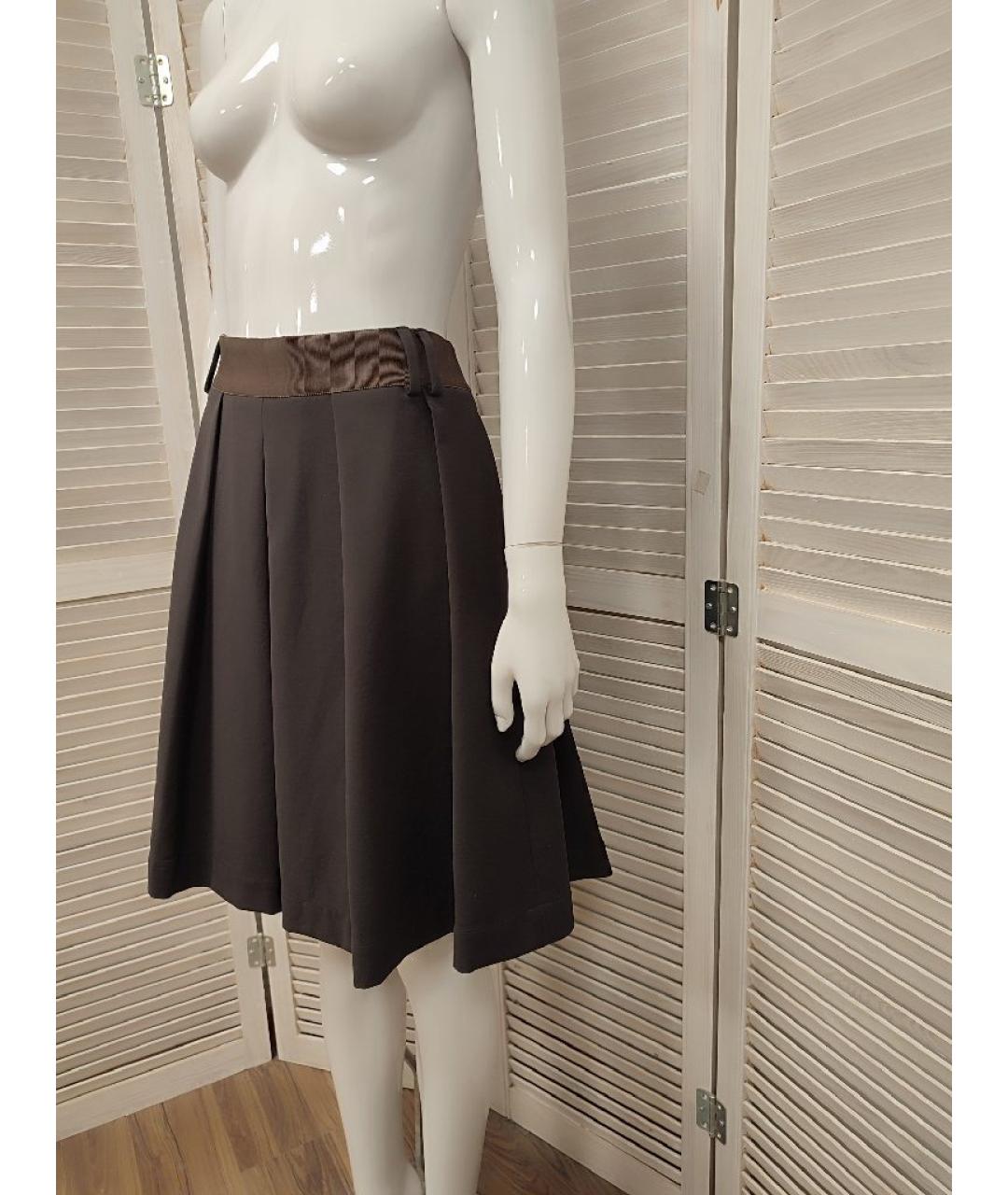 ARMANI COLLEZIONI Коричневая хлопковая юбка миди, фото 4