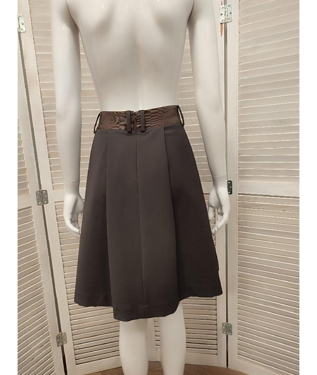 ARMANI COLLEZIONI Коричневая хлопковая юбка миди, фото 2