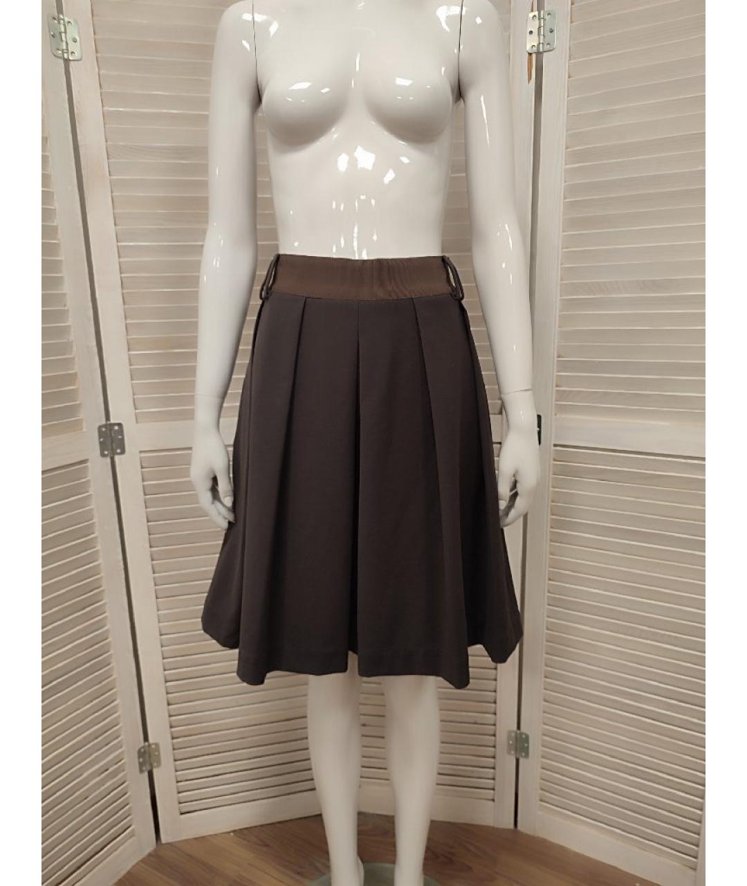 ARMANI COLLEZIONI Коричневая хлопковая юбка миди, фото 8