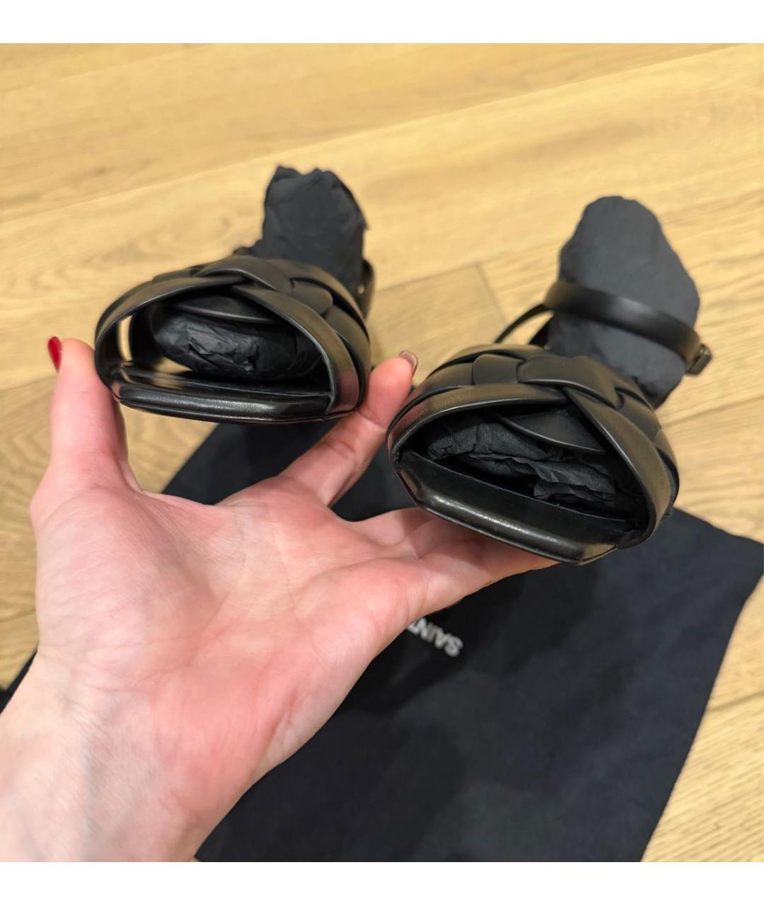 SAINT LAURENT Черные кожаные сандалии, фото 4
