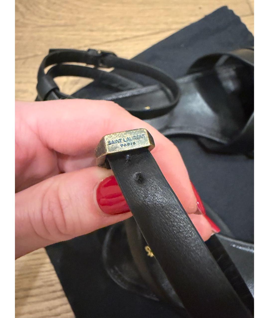 SAINT LAURENT Черные кожаные сандалии, фото 7