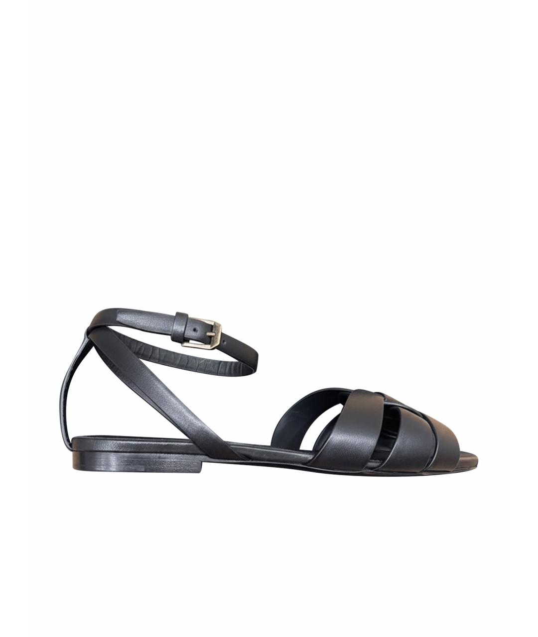 SAINT LAURENT Черные кожаные сандалии, фото 1