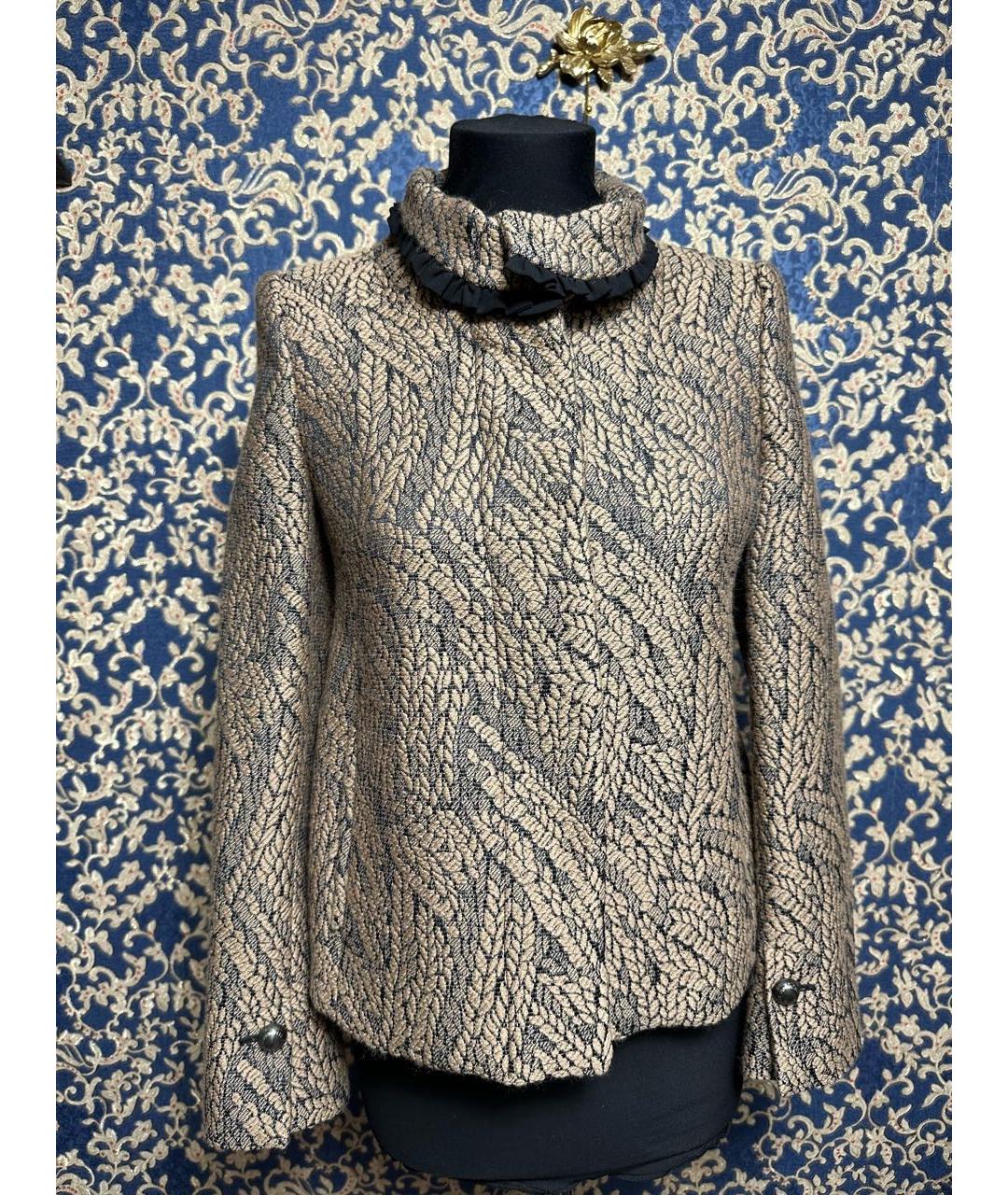 PATRIZIA PEPE Бежевый шерстяной жакет/пиджак, фото 9