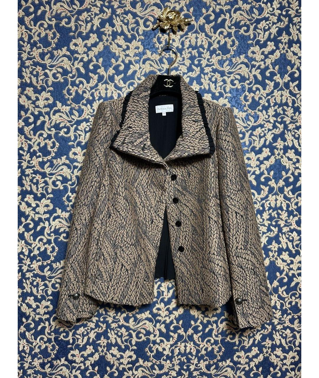 PATRIZIA PEPE Бежевый шерстяной жакет/пиджак, фото 3