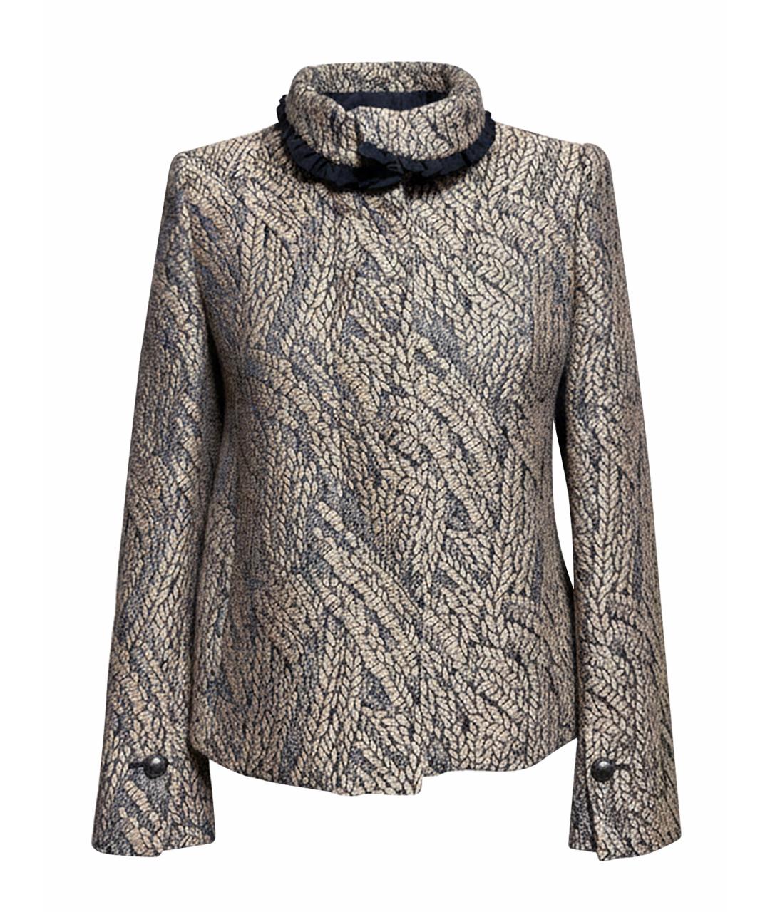 PATRIZIA PEPE Бежевый шерстяной жакет/пиджак, фото 1