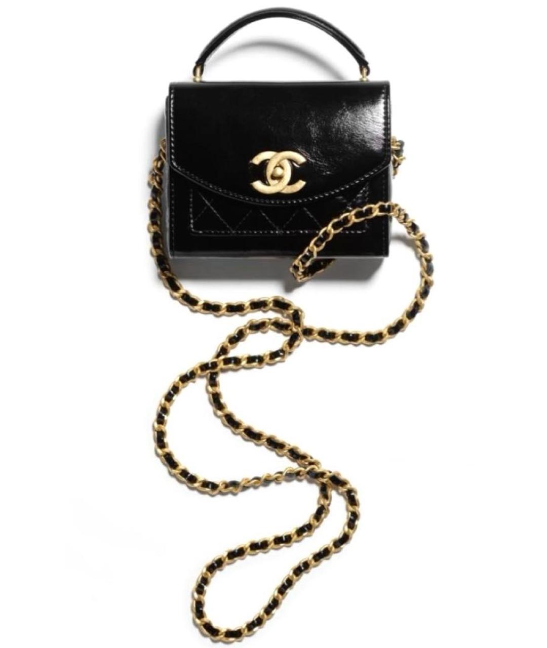 CHANEL Черная сумка через плечо из лакированной кожи, фото 8