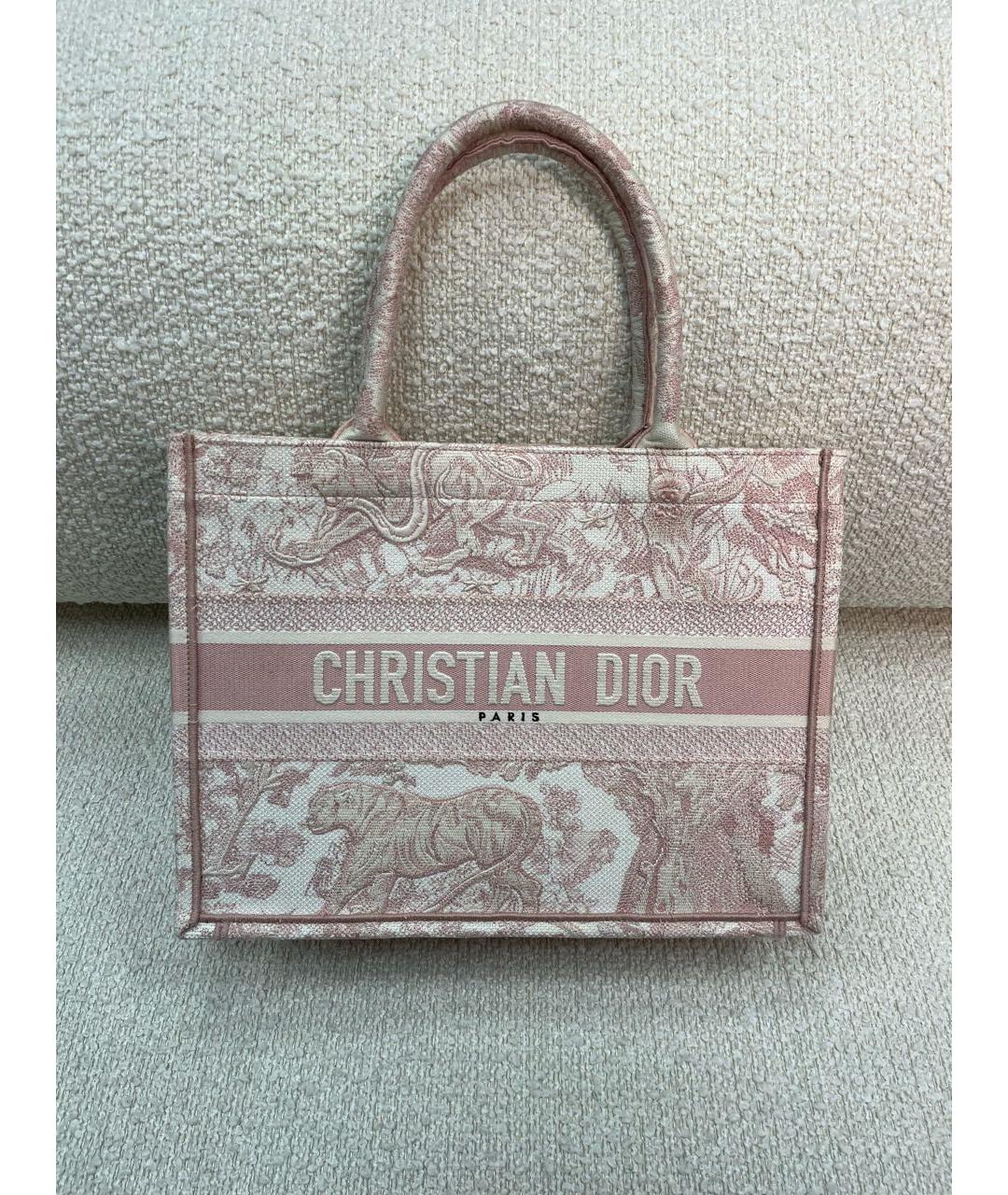 CHRISTIAN DIOR Розовая тканевая сумка тоут, фото 9