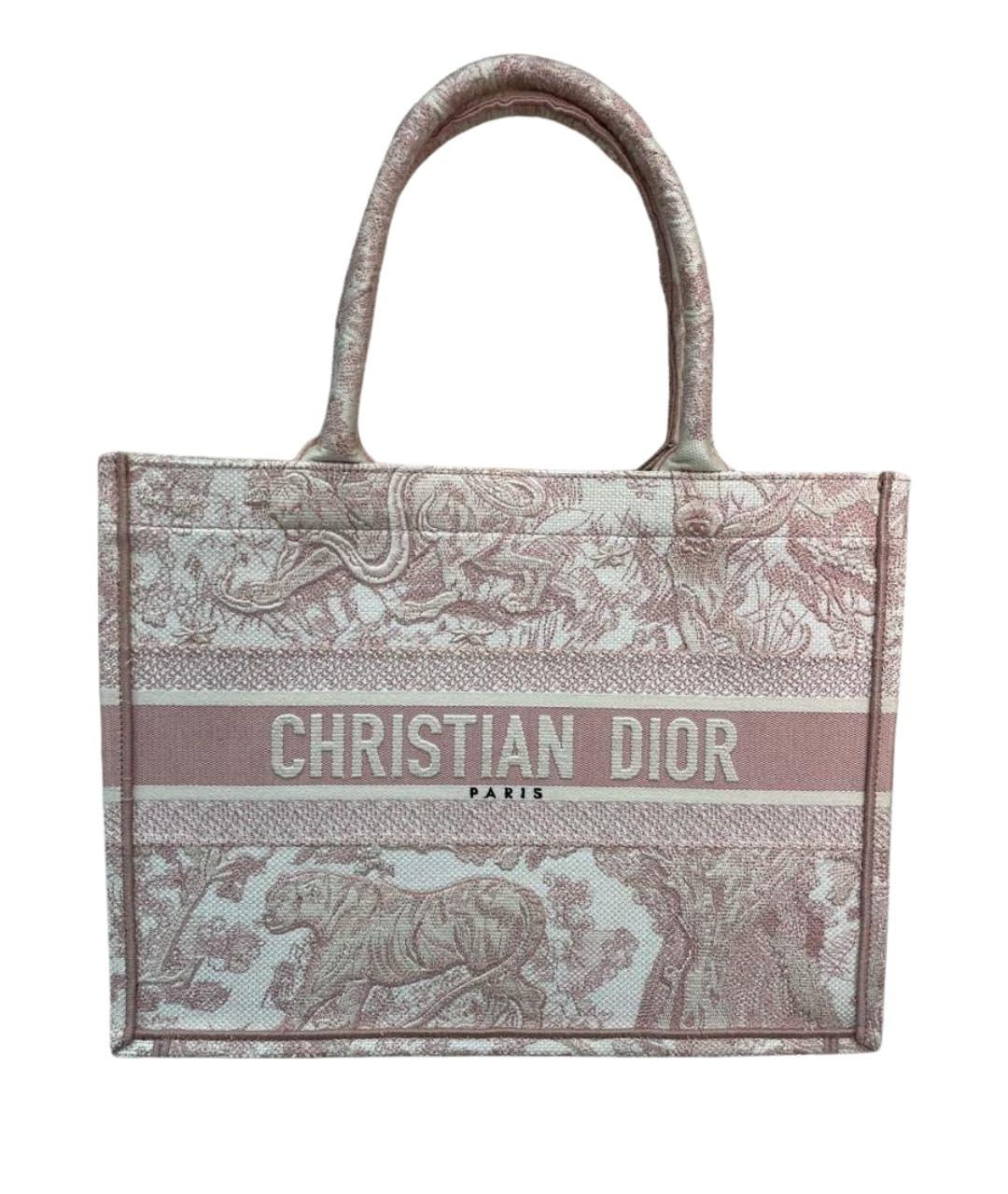 CHRISTIAN DIOR Розовая тканевая сумка тоут, фото 1