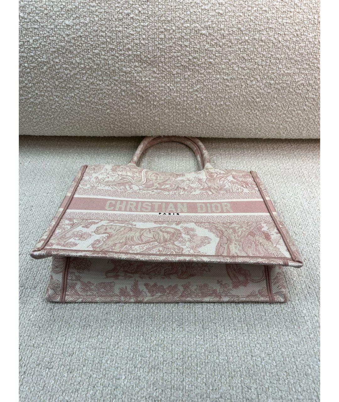 CHRISTIAN DIOR Розовая тканевая сумка тоут, фото 6