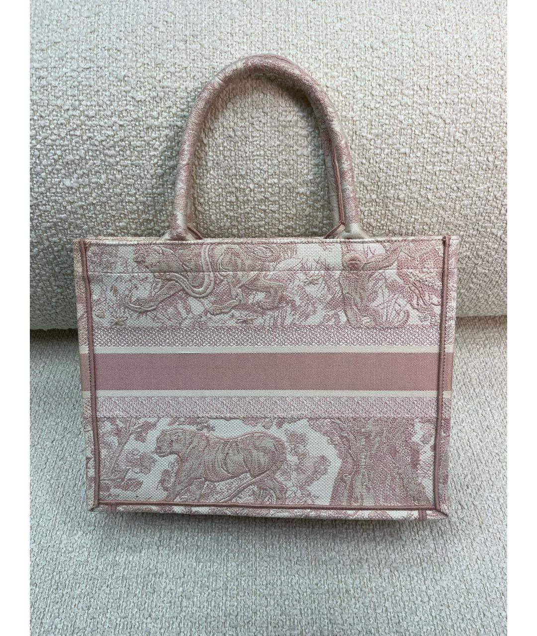 CHRISTIAN DIOR Розовая тканевая сумка тоут, фото 3