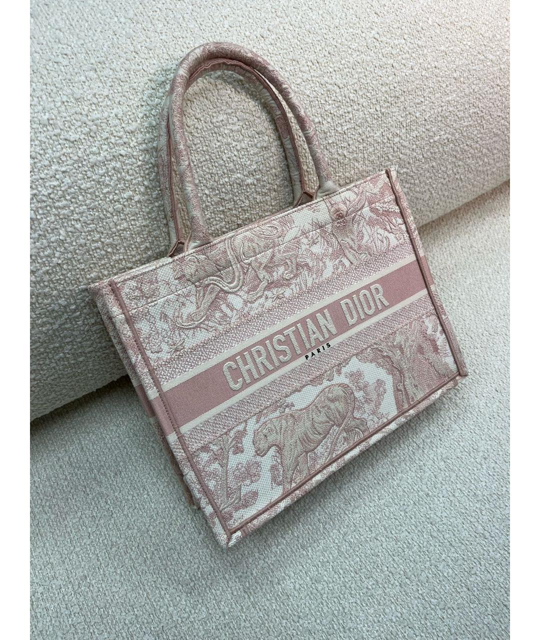 CHRISTIAN DIOR Розовая тканевая сумка тоут, фото 2