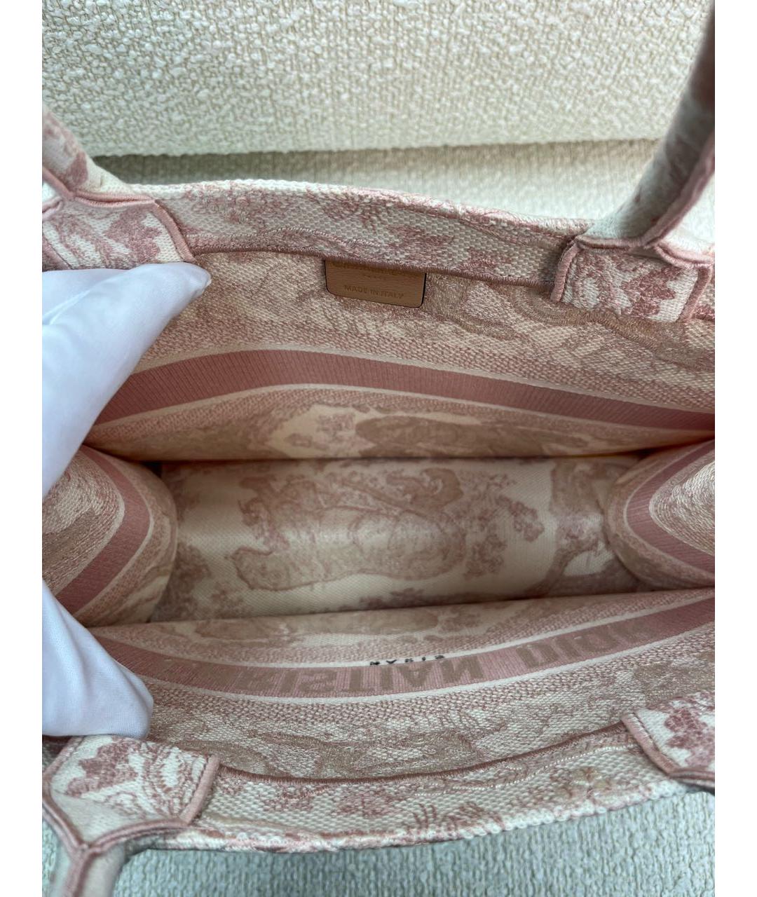 CHRISTIAN DIOR Розовая тканевая сумка тоут, фото 4