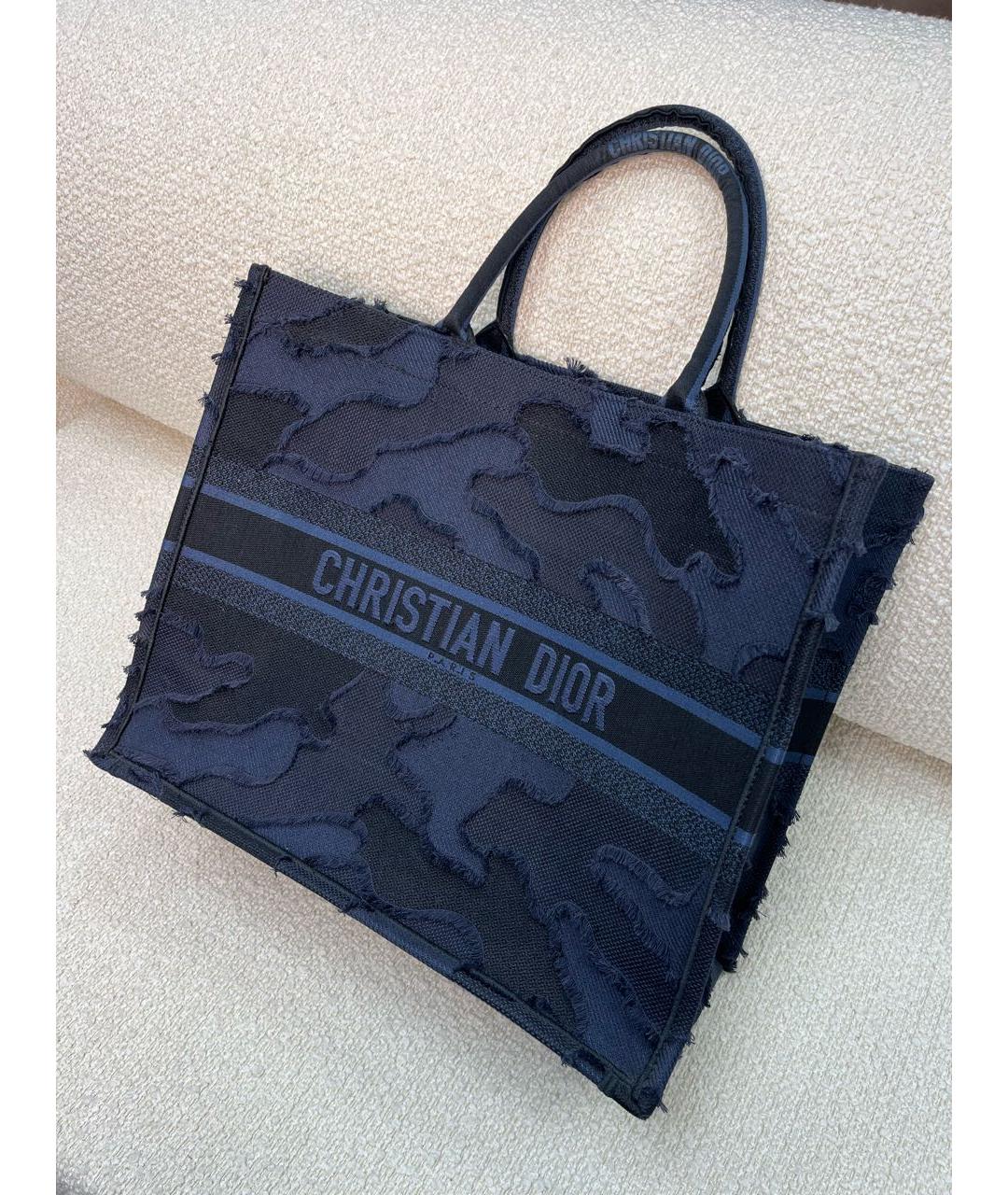 CHRISTIAN DIOR Темно-синяя тканевая сумка тоут, фото 5