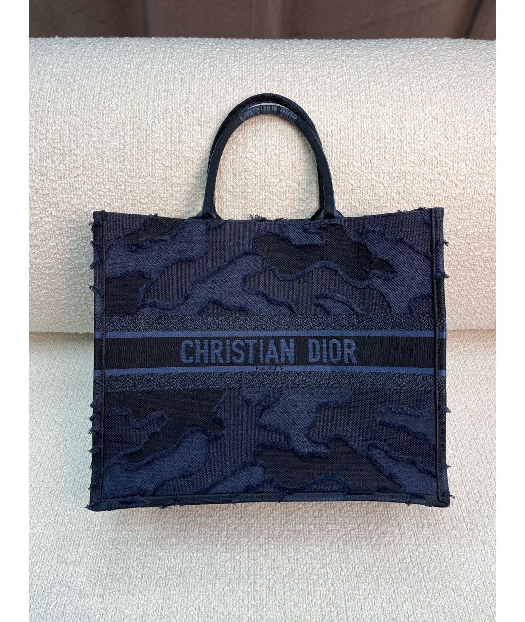 CHRISTIAN DIOR Темно-синяя тканевая сумка тоут, фото 9
