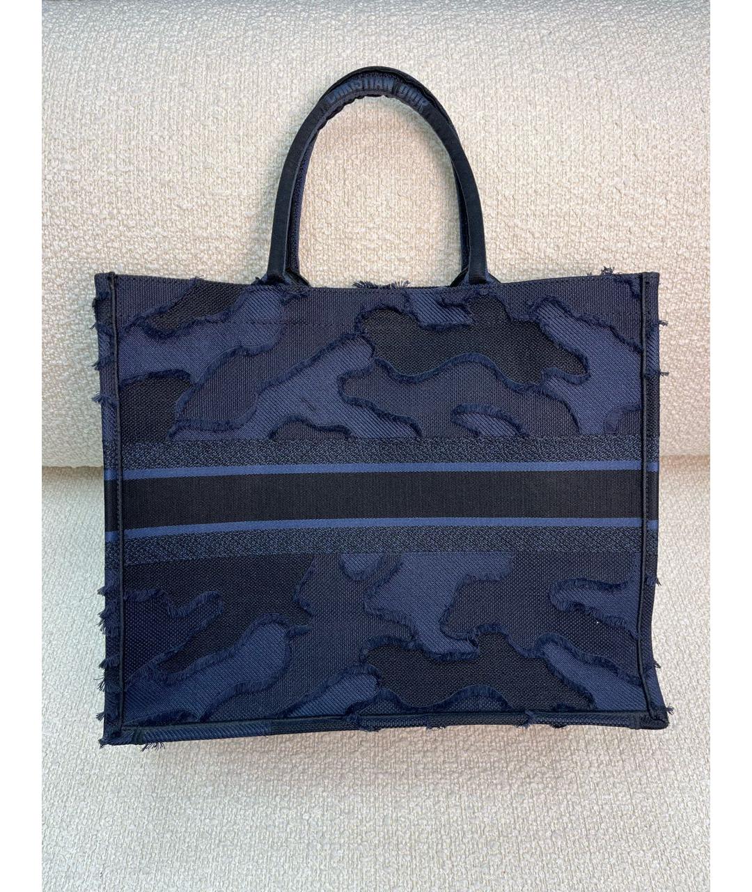 CHRISTIAN DIOR Темно-синяя тканевая сумка тоут, фото 3