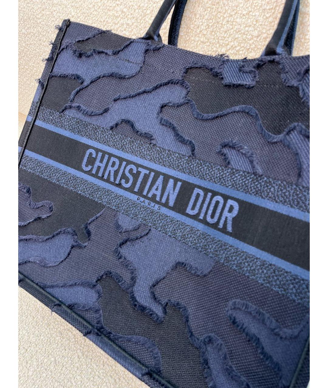 CHRISTIAN DIOR Темно-синяя тканевая сумка тоут, фото 8
