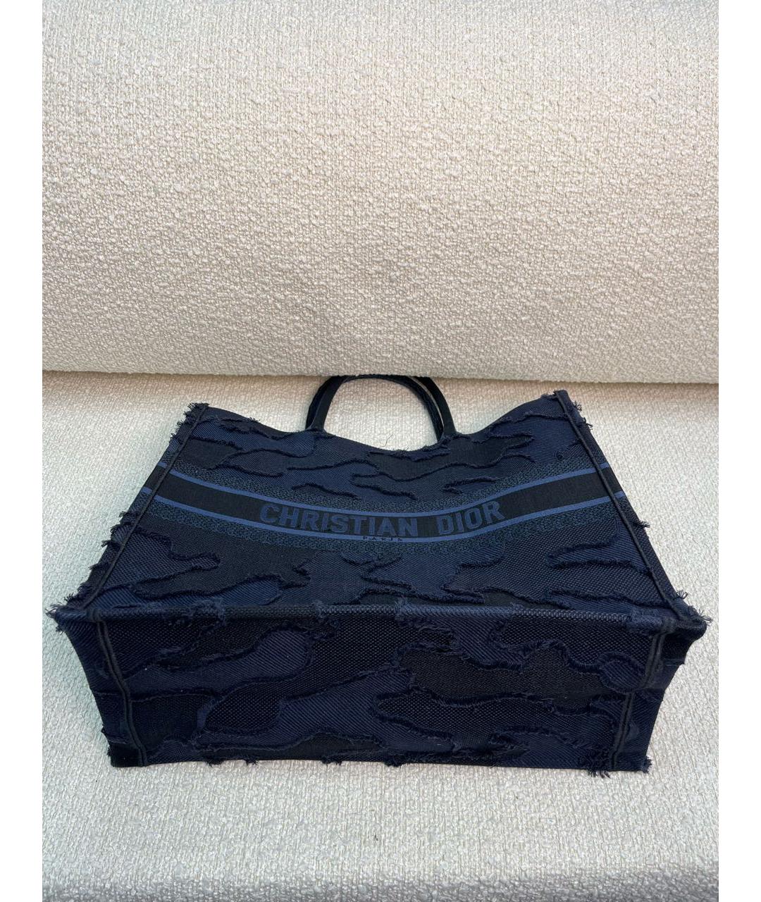 CHRISTIAN DIOR Темно-синяя тканевая сумка тоут, фото 7
